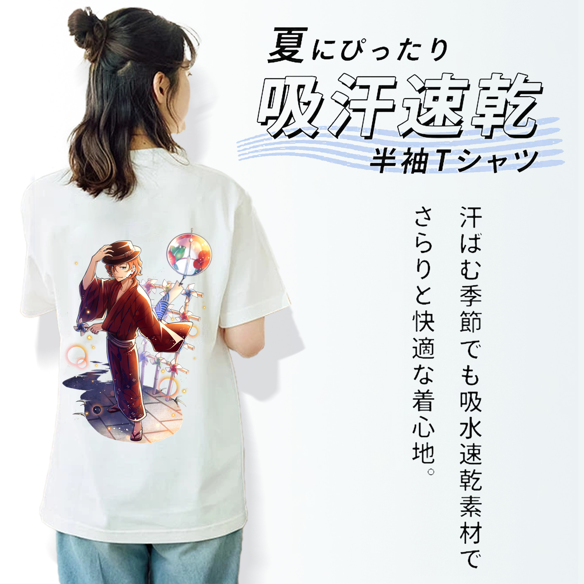 文豪ストレイドッグス Bungo Stray Dogs レディース半袖Tシャツ(バックプリント)