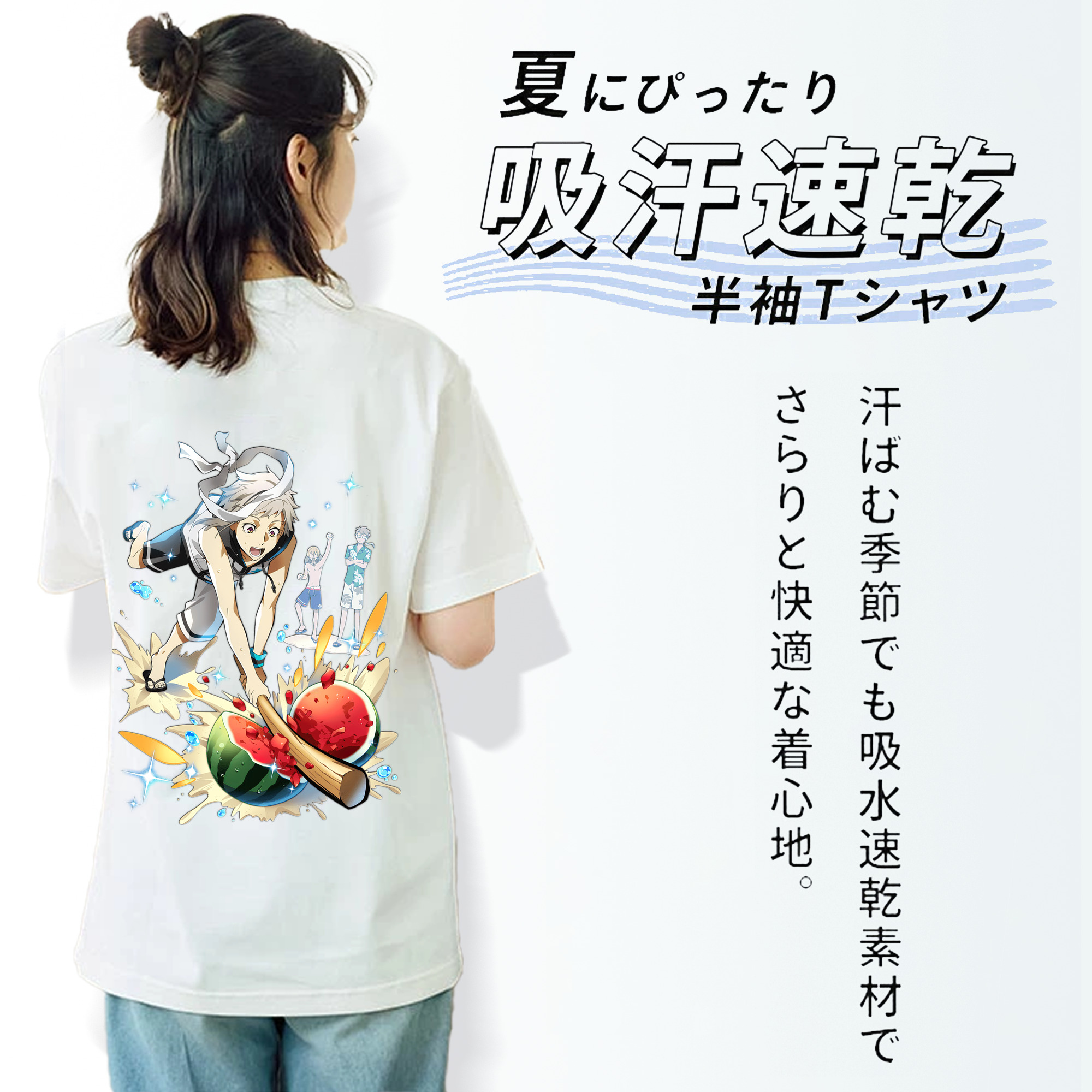 文豪ストレイドッグス Bungo Stray Dogs レディース半袖Tシャツ(バックプリント)