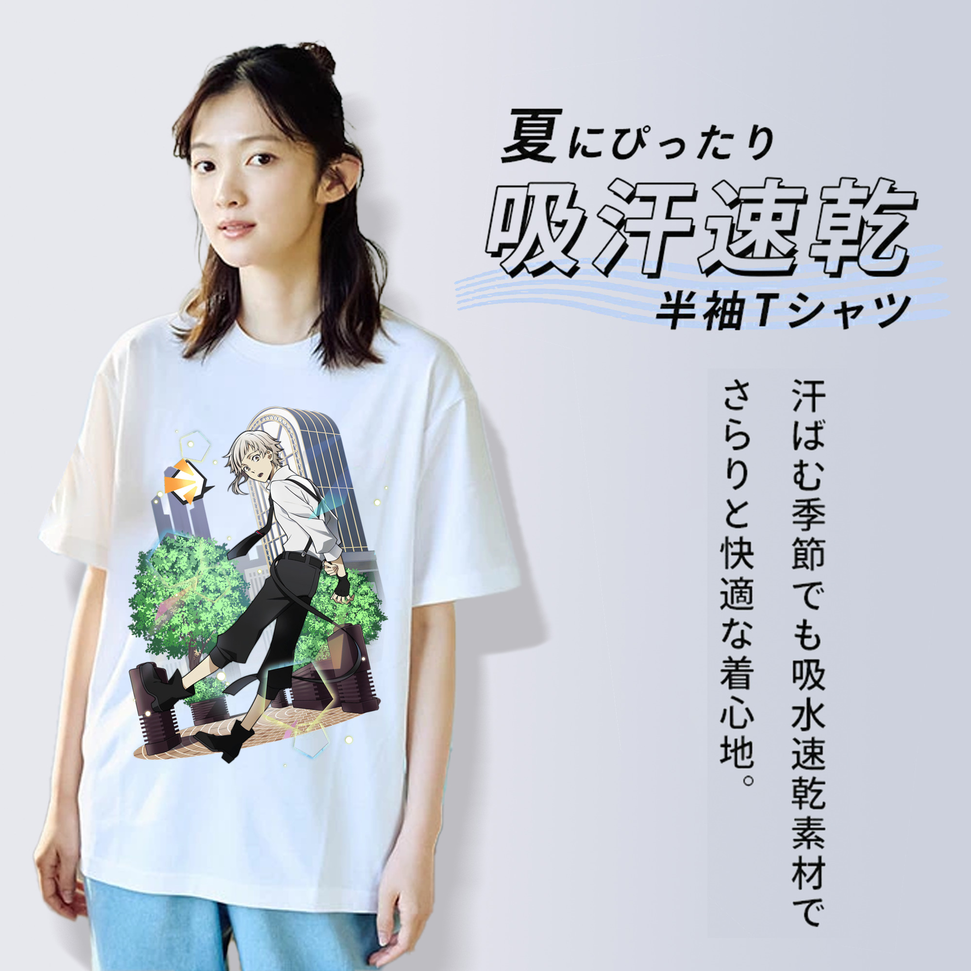 文豪ストレイドッグス Bungo Stray Dogs レディースカジュアルプリントTシャツ（綿100％）