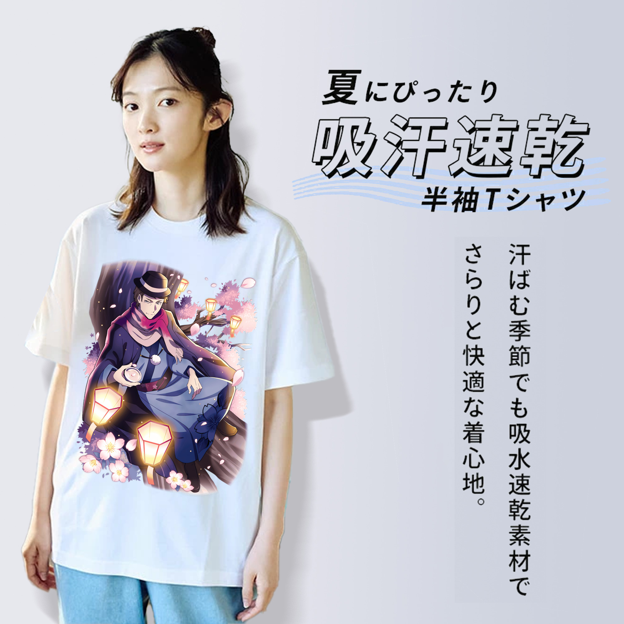 文豪ストレイドッグス Bungo Stray Dogs レディースカジュアルプリントTシャツ（綿100％）