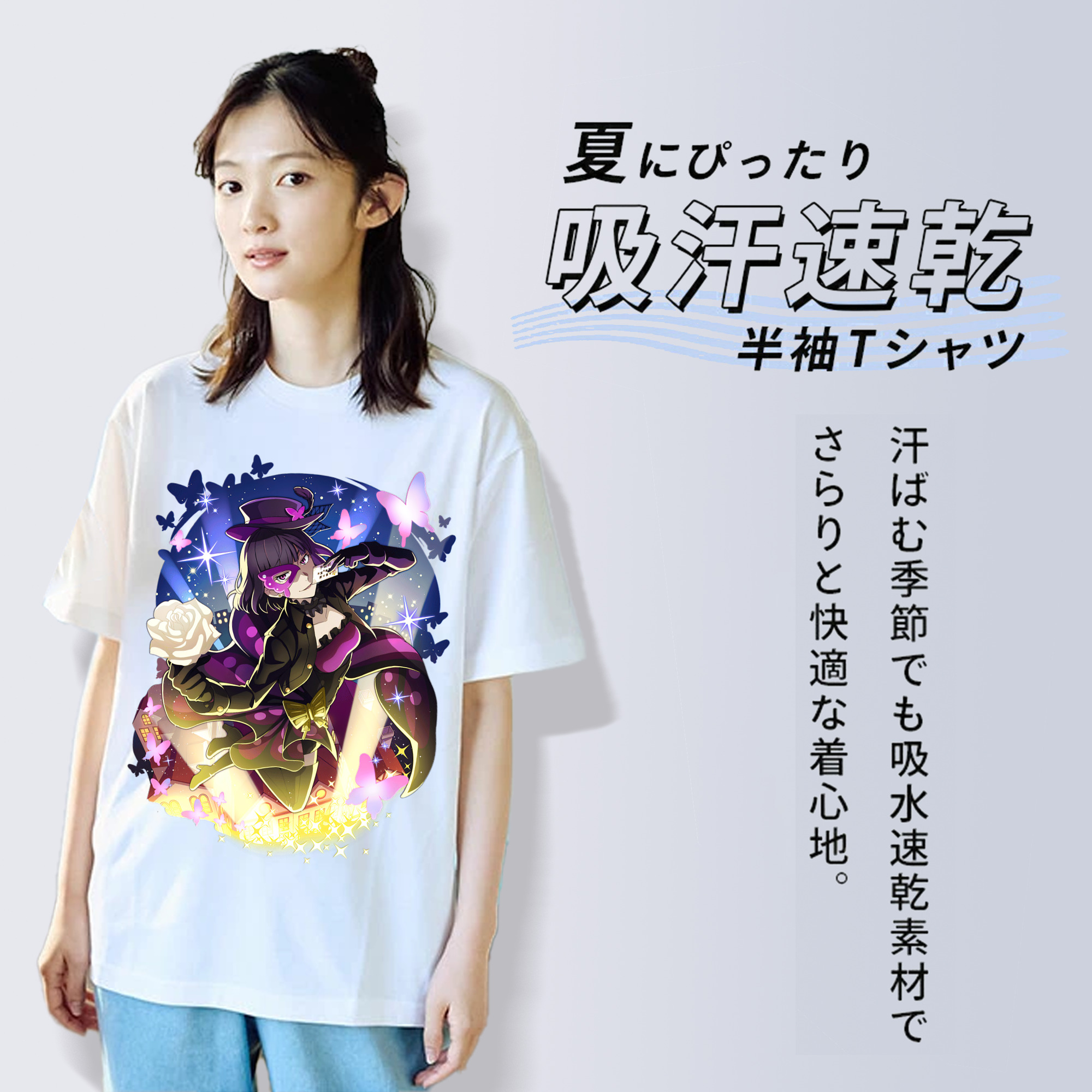 文豪ストレイドッグス Bungo Stray Dogs レディースカジュアルプリントTシャツ（綿100％）