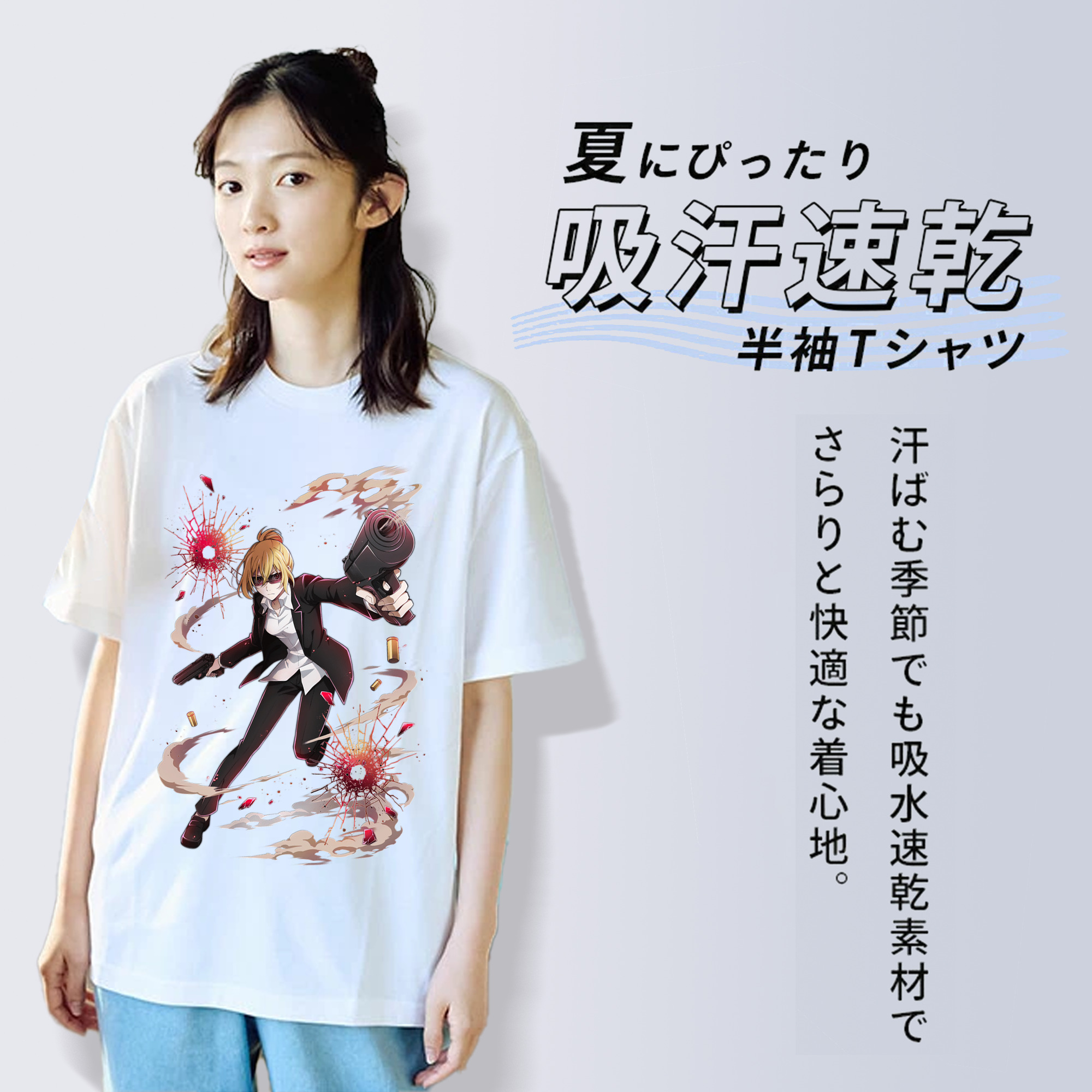 文豪ストレイドッグス Bungo Stray Dogs レディースカジュアルプリントTシャツ（綿100％）