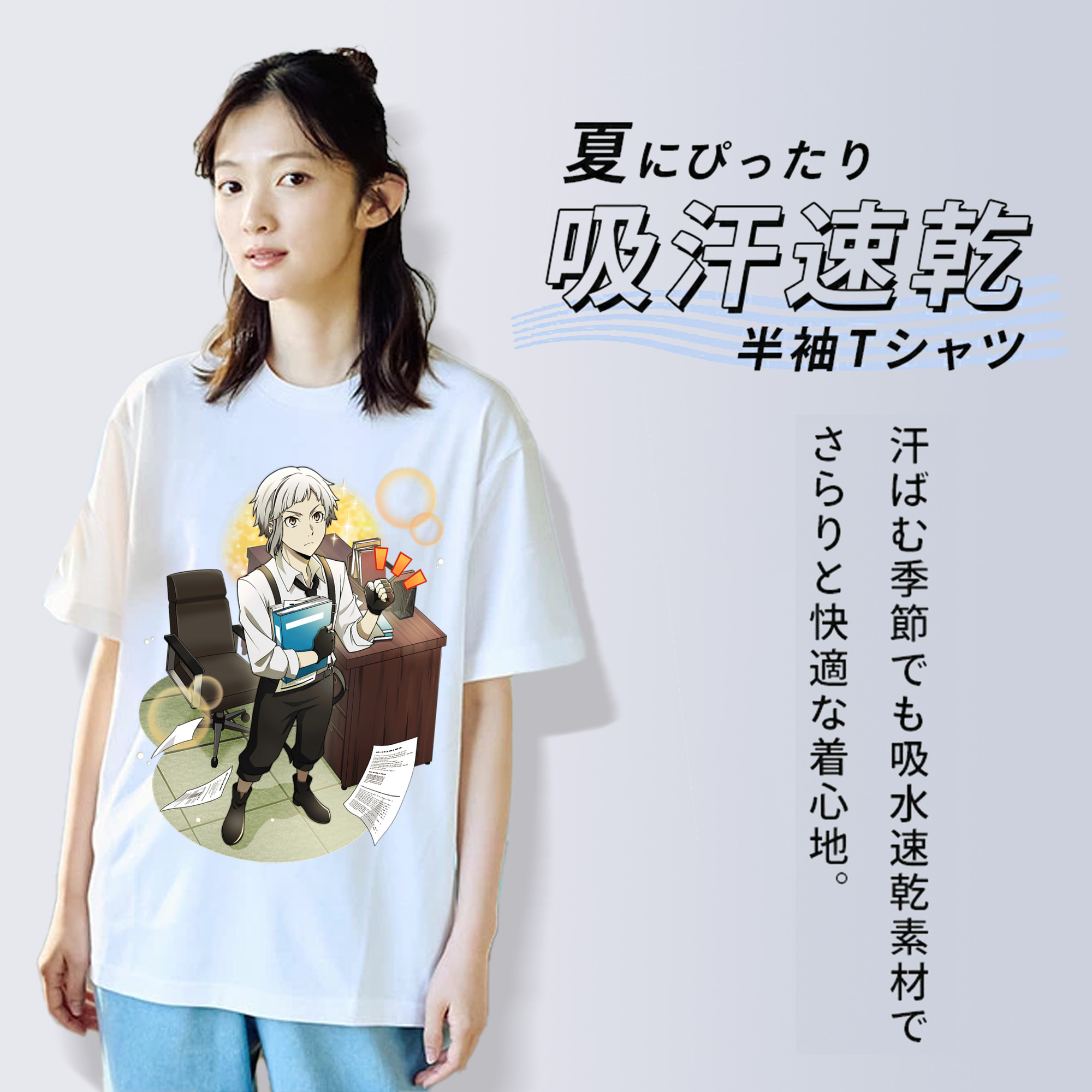 文豪ストレイドッグス Bungo Stray Dogs レディースカジュアルプリントTシャツ（綿100％）