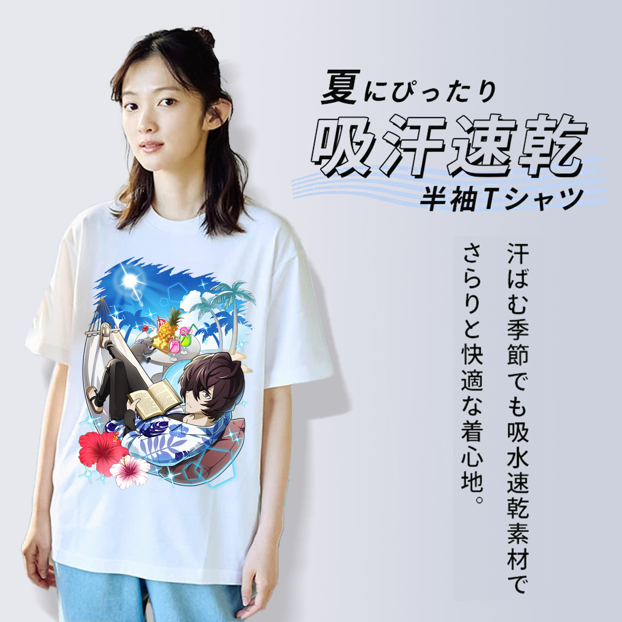 文豪ストレイドッグス Bungo Stray Dogs レディースカジュアルプリントTシャツ（綿100％）
