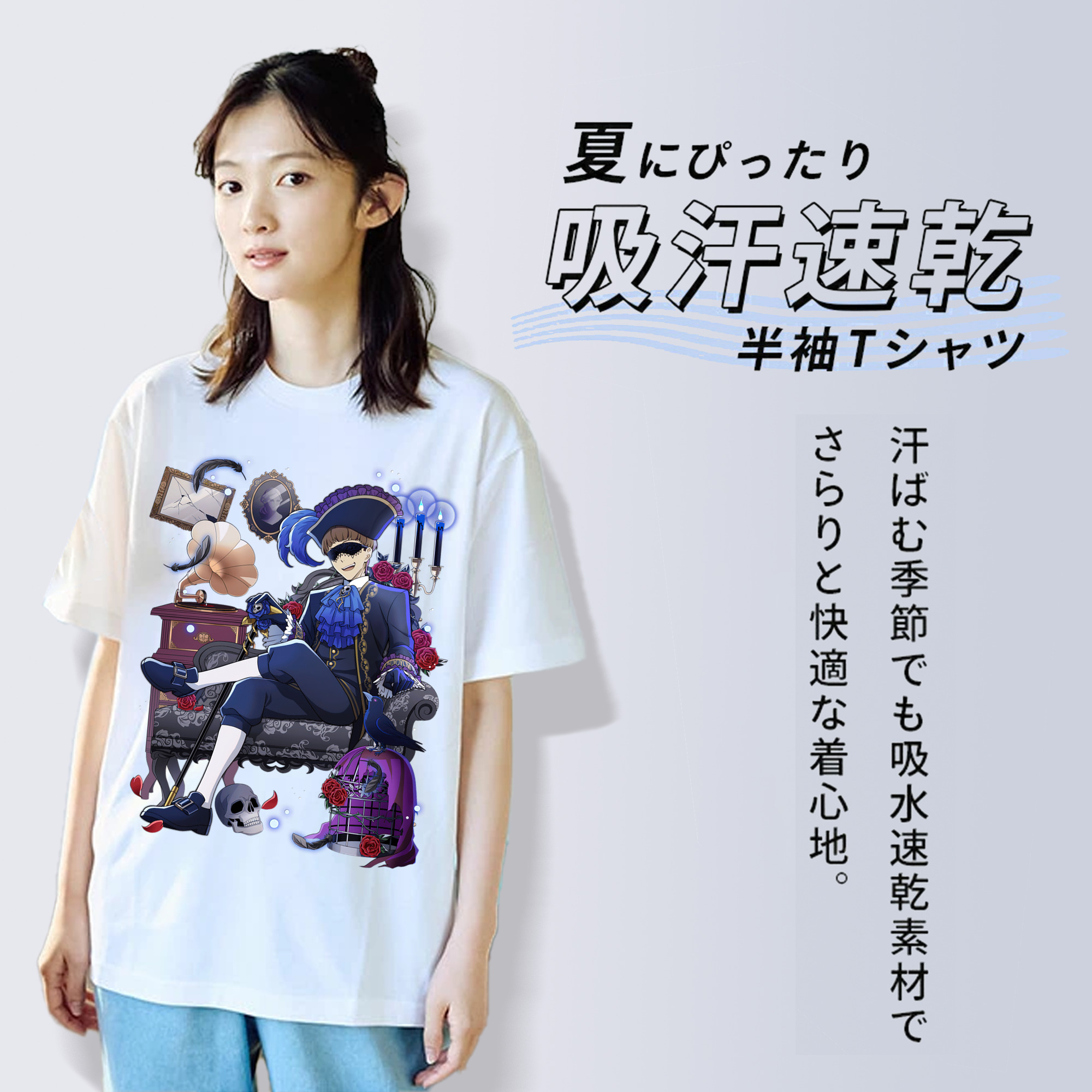 文豪ストレイドッグス Bungo Stray Dogs レディースカジュアルプリントTシャツ（綿100％）