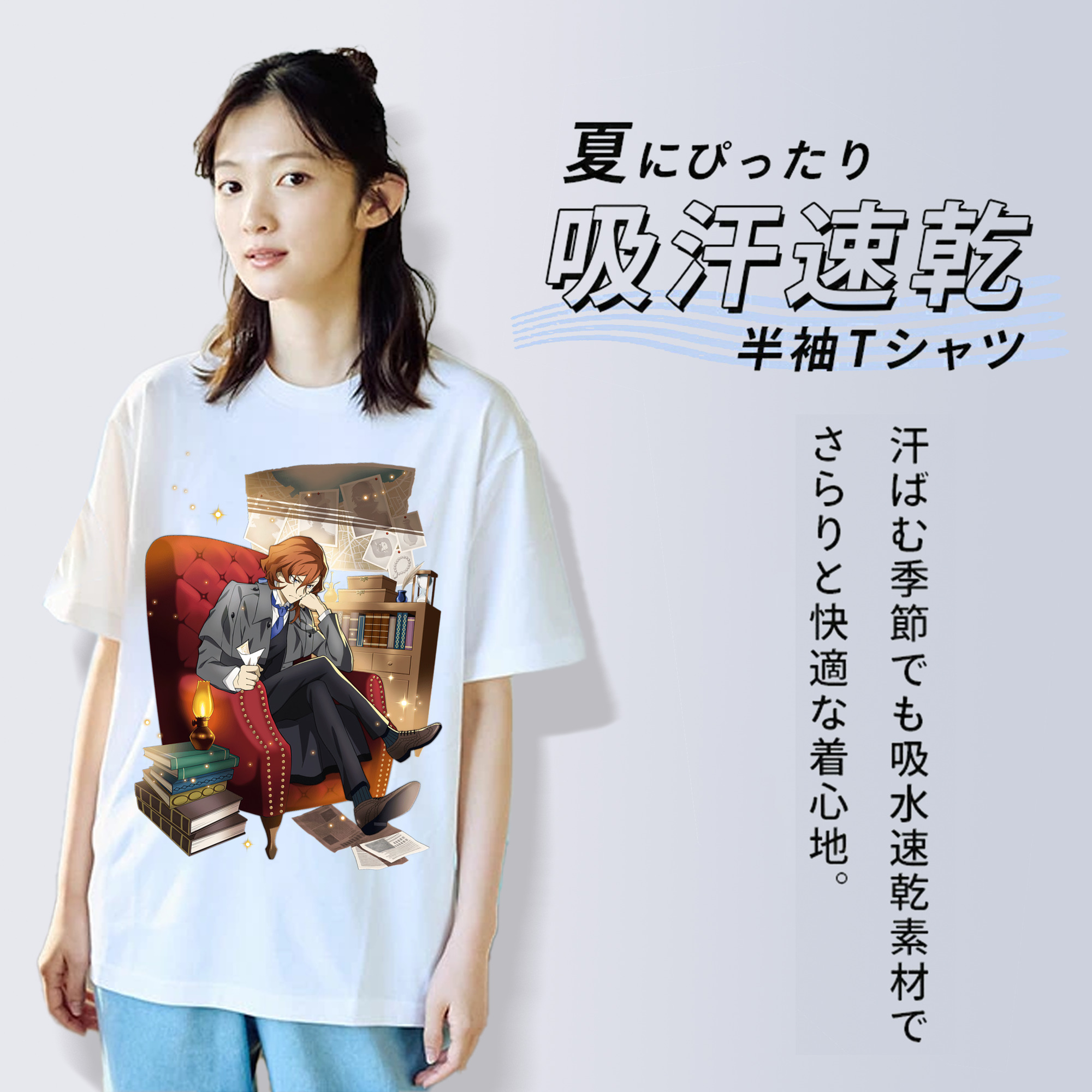 文豪ストレイドッグス Bungo Stray Dogs レディースカジュアルプリントTシャツ（綿100％）