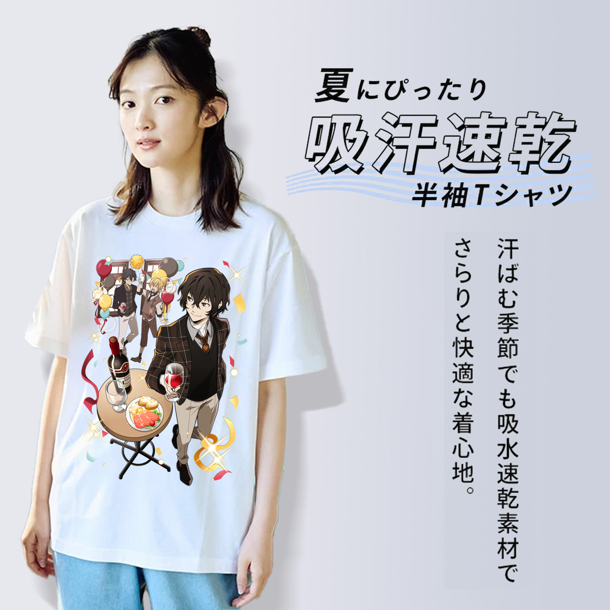文豪ストレイドッグス Bungo Stray Dogs レディースカジュアルプリントTシャツ（綿100％）