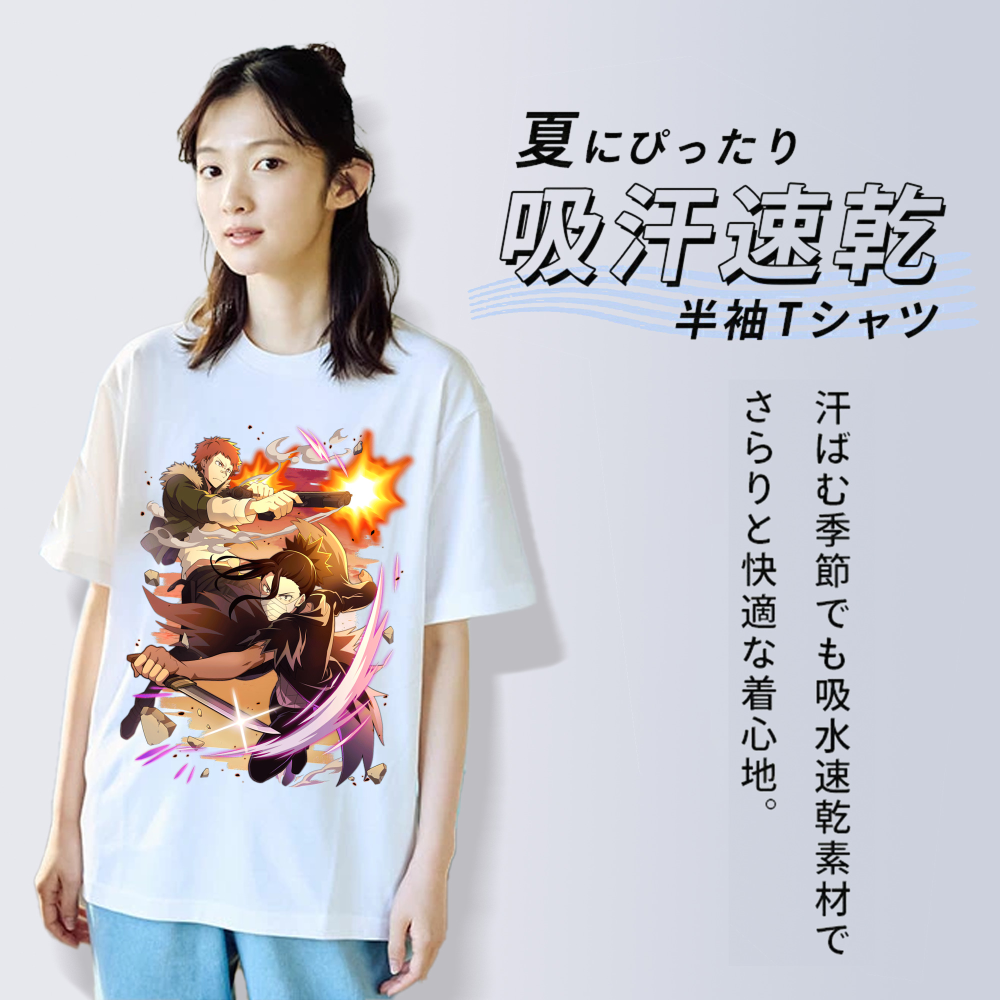 文豪ストレイドッグス Bungo Stray Dogs レディースカジュアルプリントTシャツ（綿100％）