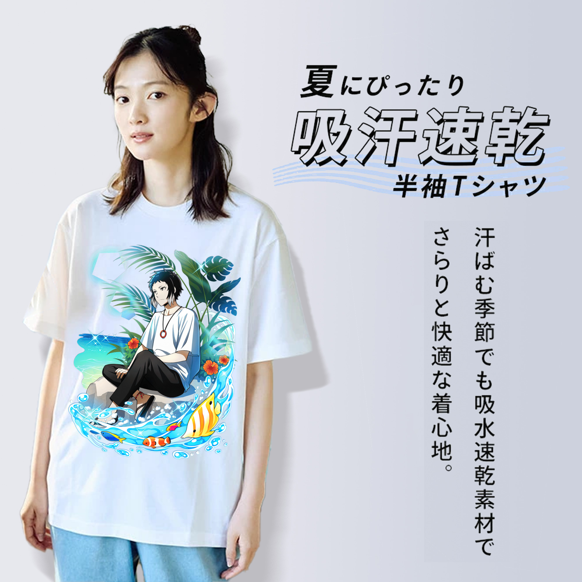 文豪ストレイドッグス Bungo Stray Dogs レディースカジュアルプリントTシャツ（綿100％）