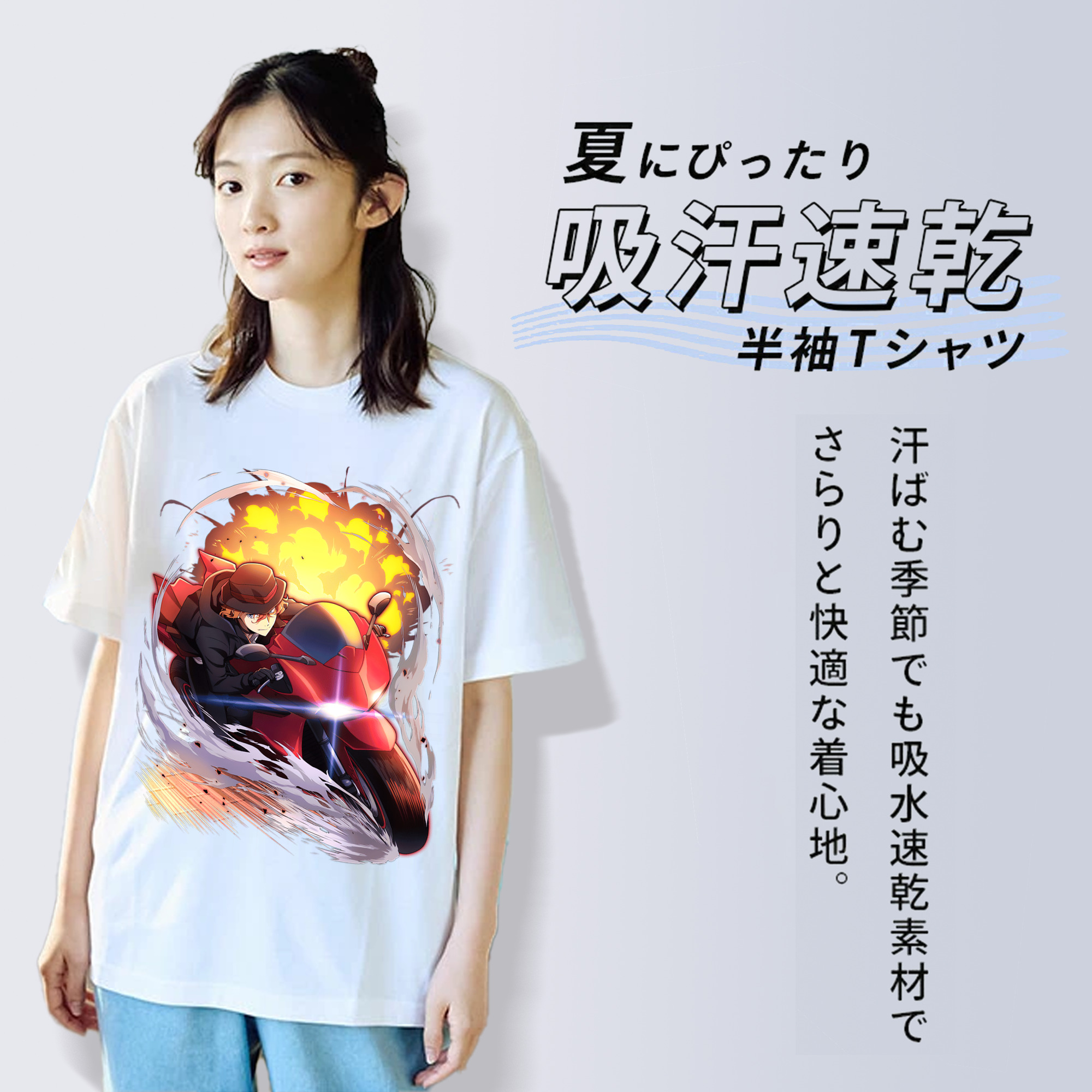 文豪ストレイドッグス Bungo Stray Dogs レディースカジュアルプリントTシャツ（綿100％）