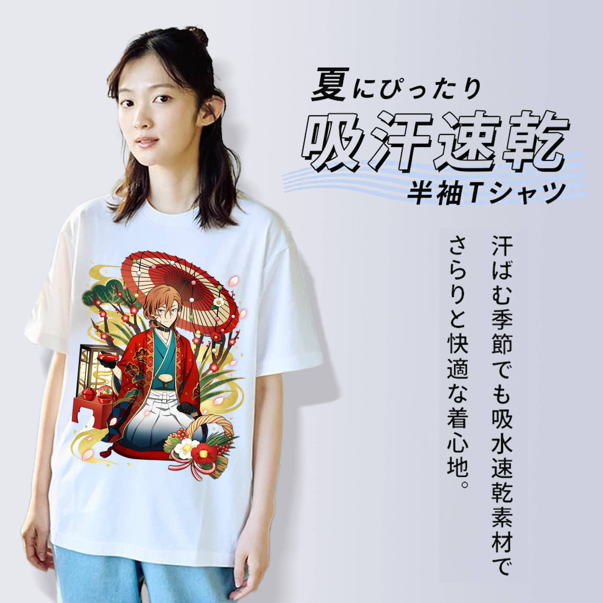 文豪ストレイドッグス Bungo Stray Dogs レディースカジュアルプリントTシャツ（綿100％）