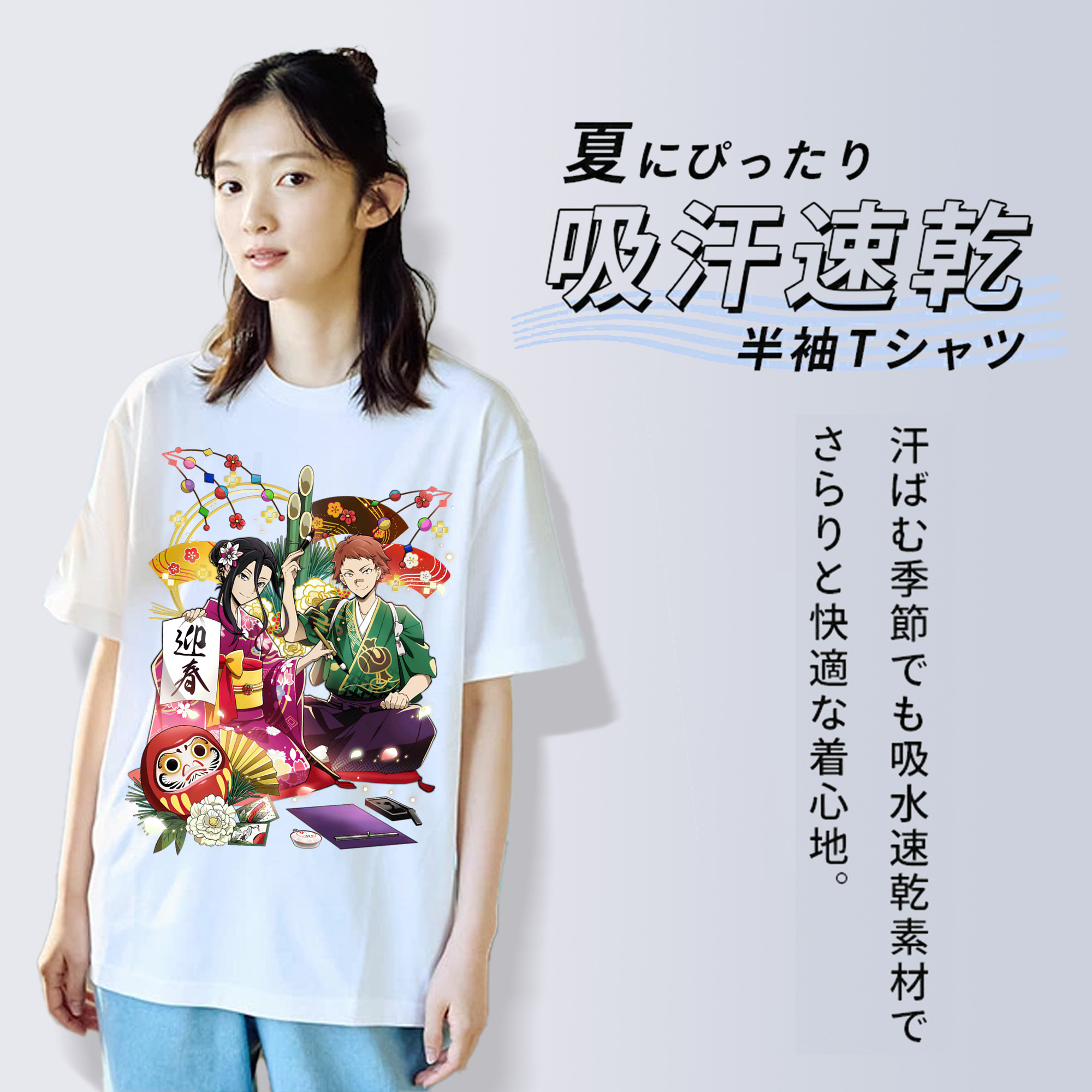 文豪ストレイドッグス Bungo Stray Dogs レディースカジュアルプリントTシャツ（綿100％）
