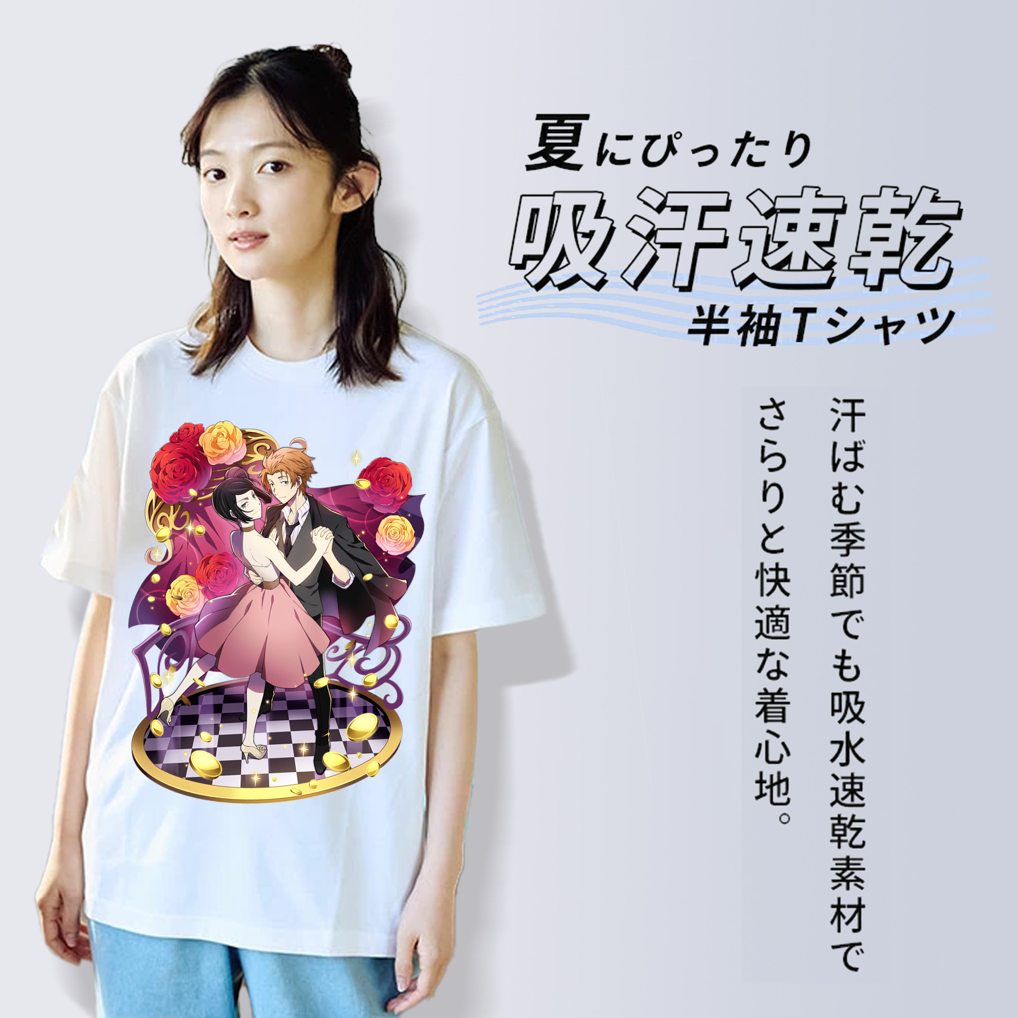 文豪ストレイドッグス Bungo Stray Dogs レディースカジュアルプリントTシャツ（綿100％）