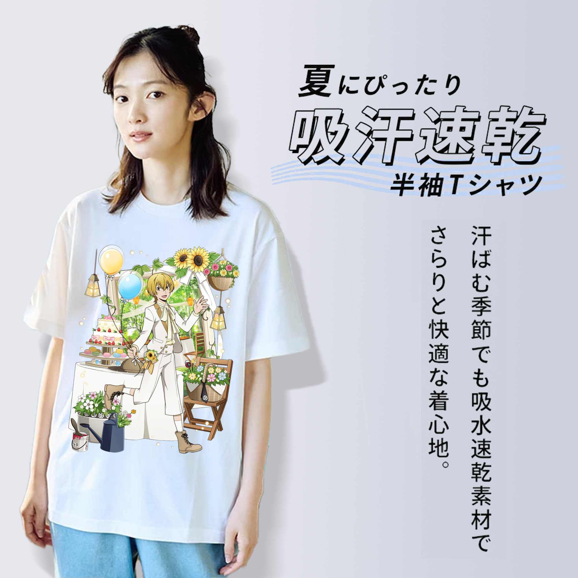 文豪ストレイドッグス Bungo Stray Dogs レディースカジュアルプリントTシャツ（綿100％）
