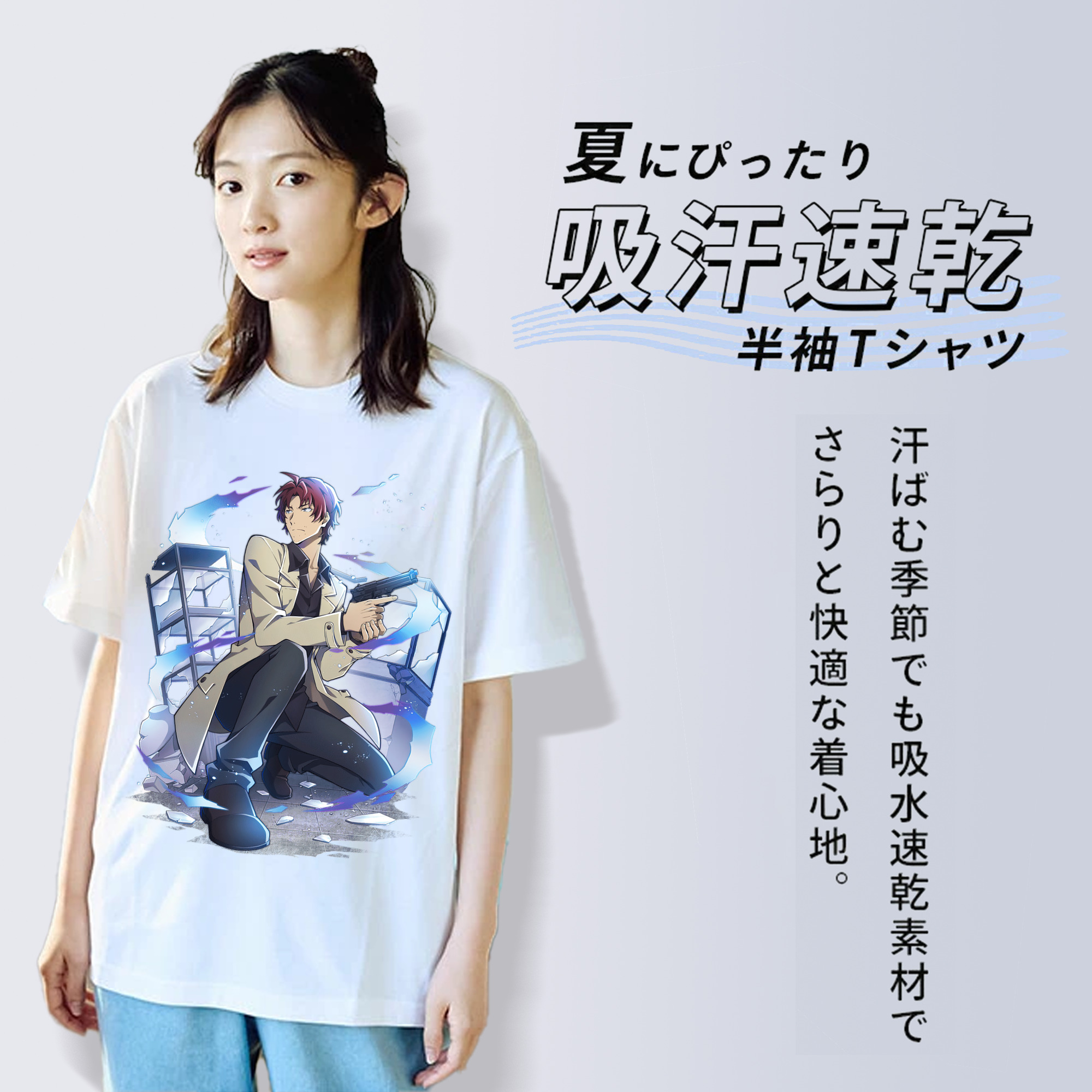 文豪ストレイドッグス Bungo Stray Dogs レディースカジュアルプリントTシャツ（綿100％）