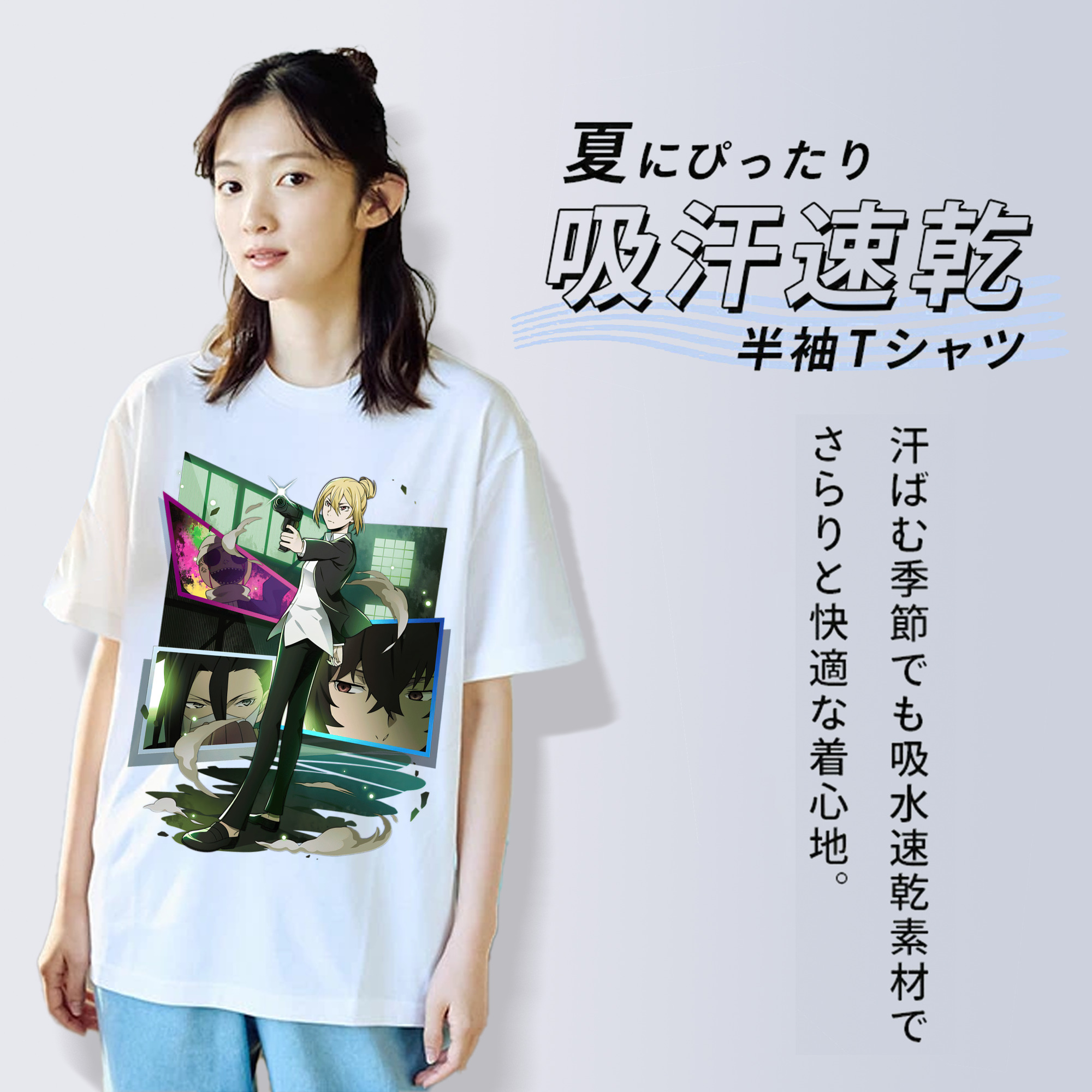 文豪ストレイドッグス Bungo Stray Dogs レディースカジュアルプリントTシャツ（綿100％）