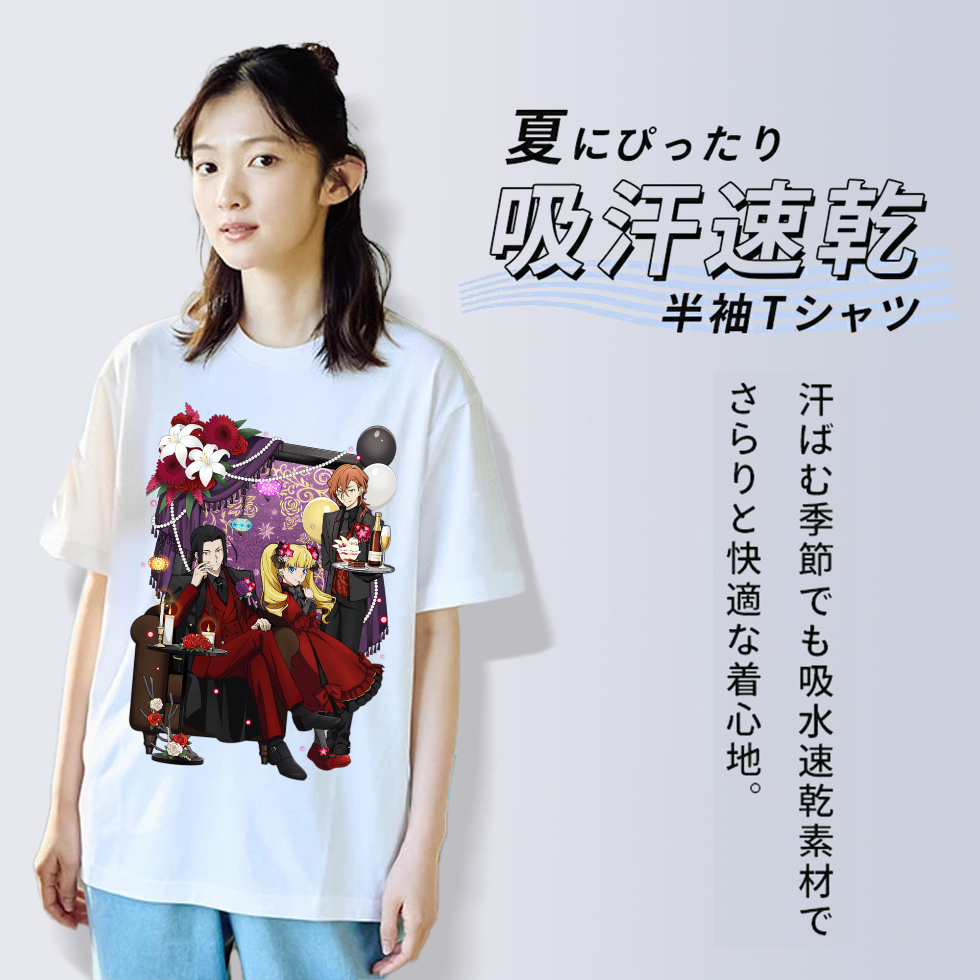 文豪ストレイドッグス Bungo Stray Dogs レディースカジュアルプリントTシャツ（綿100％）