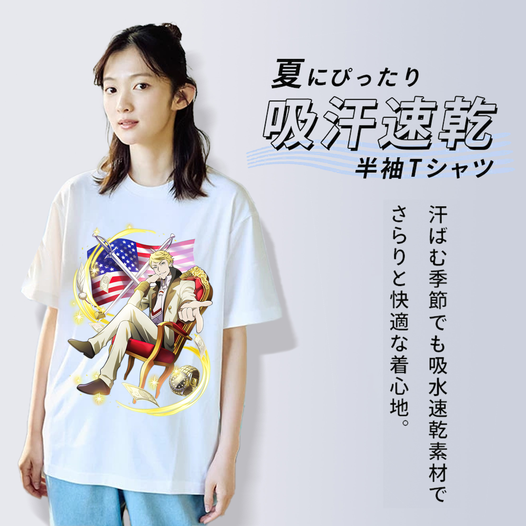 文豪ストレイドッグス Bungo Stray Dogs レディースカジュアルプリントTシャツ（綿100％）
