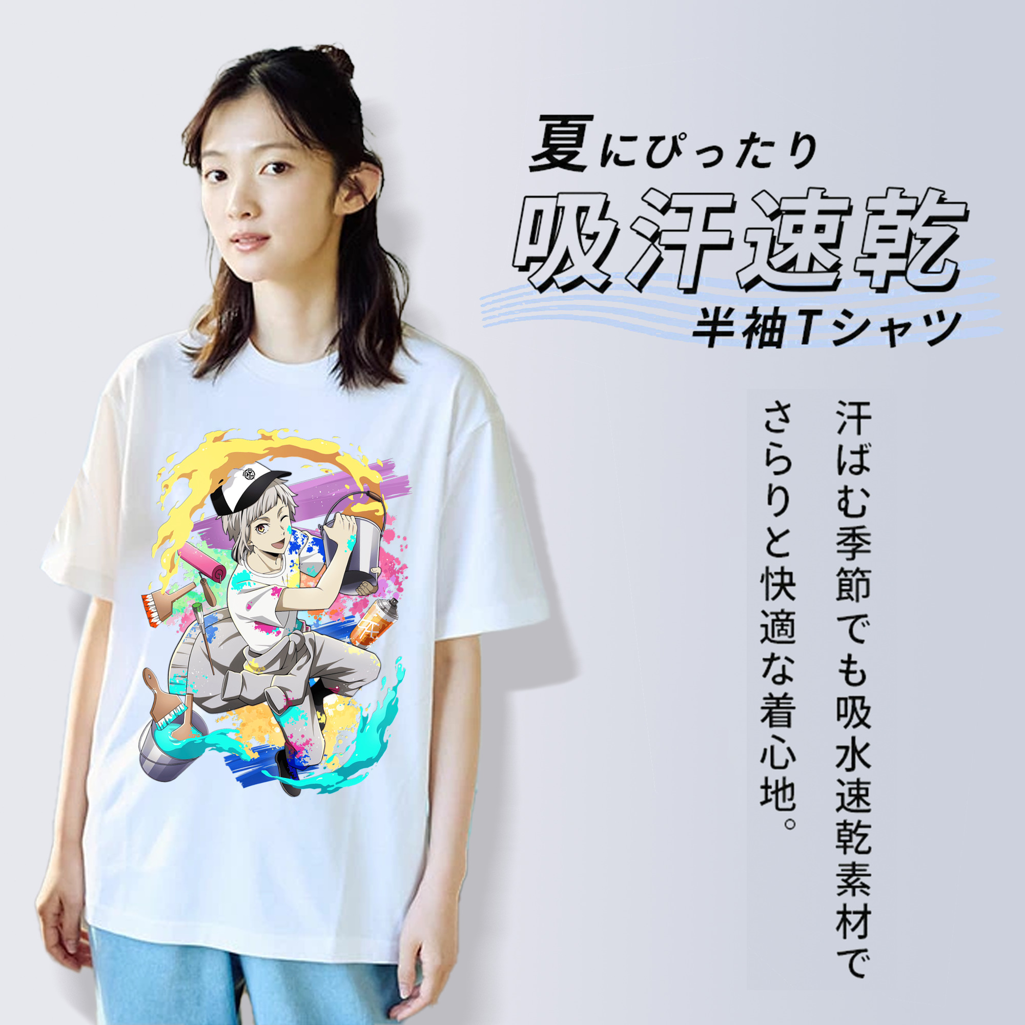 文豪ストレイドッグス Bungo Stray Dogs レディースカジュアルプリントTシャツ（綿100％）