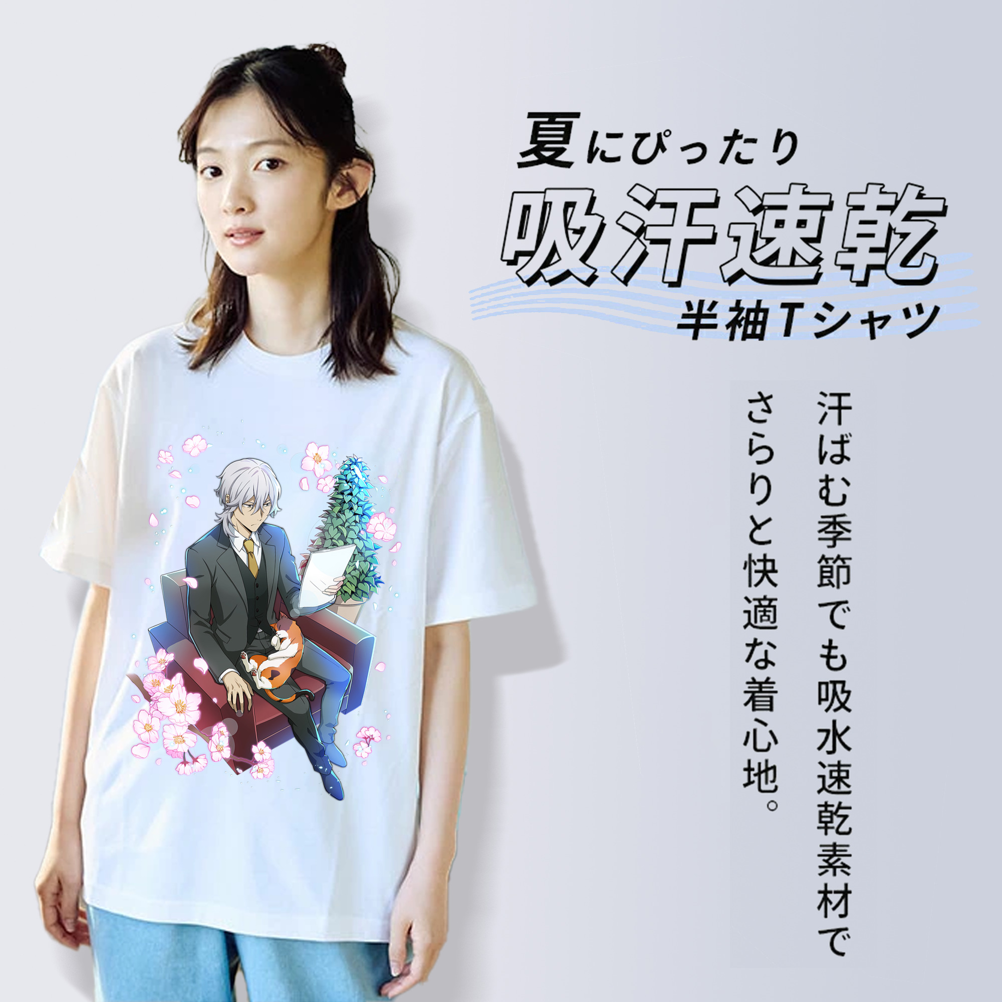 文豪ストレイドッグス Bungo Stray Dogs レディースカジュアルプリントTシャツ（綿100％）