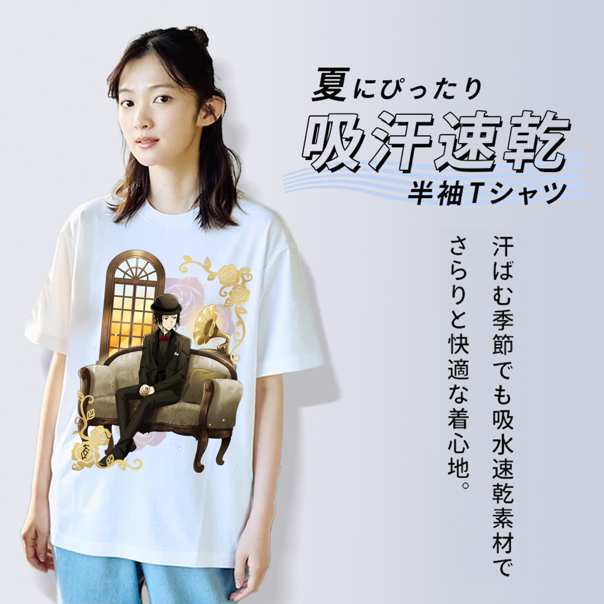 文豪ストレイドッグス Bungo Stray Dogs レディースカジュアルプリントTシャツ（綿100％）