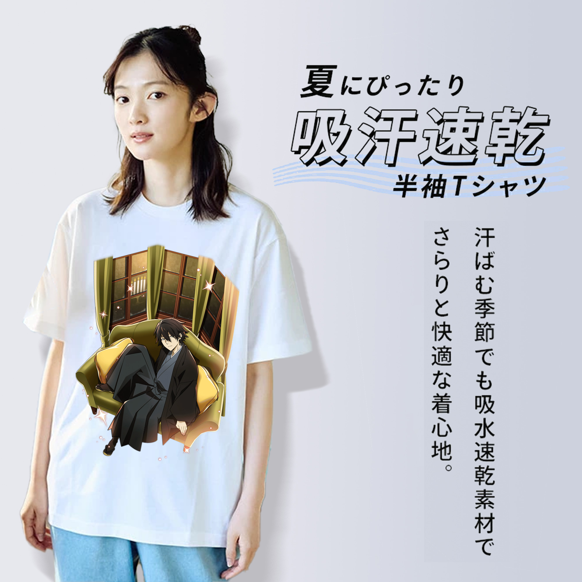文豪ストレイドッグス Bungo Stray Dogs レディースカジュアルプリントTシャツ（綿100％）