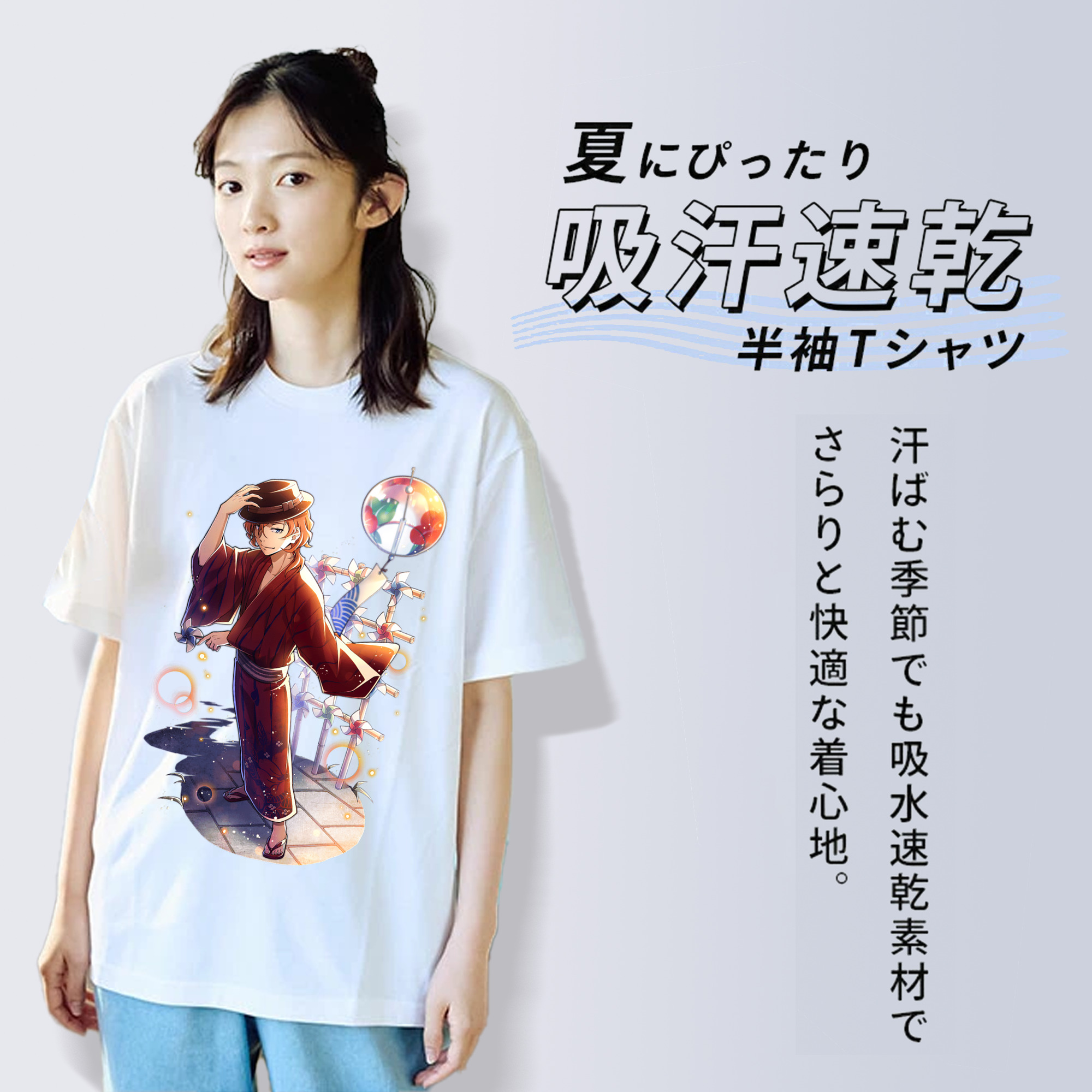 文豪ストレイドッグス Bungo Stray Dogs レディースカジュアルプリントTシャツ（綿100％）