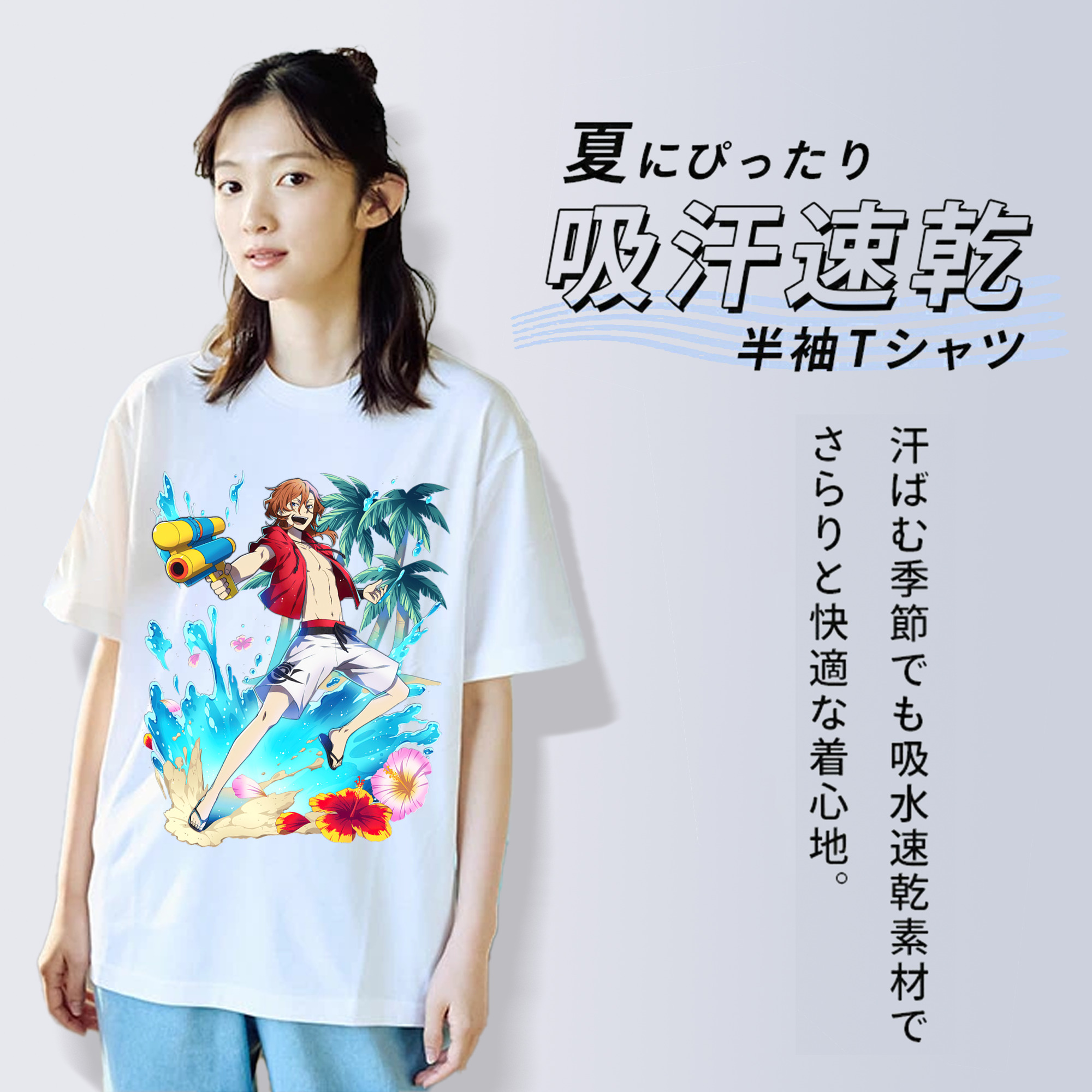 文豪ストレイドッグス Bungo Stray Dogs レディースカジュアルプリントTシャツ（綿100％）