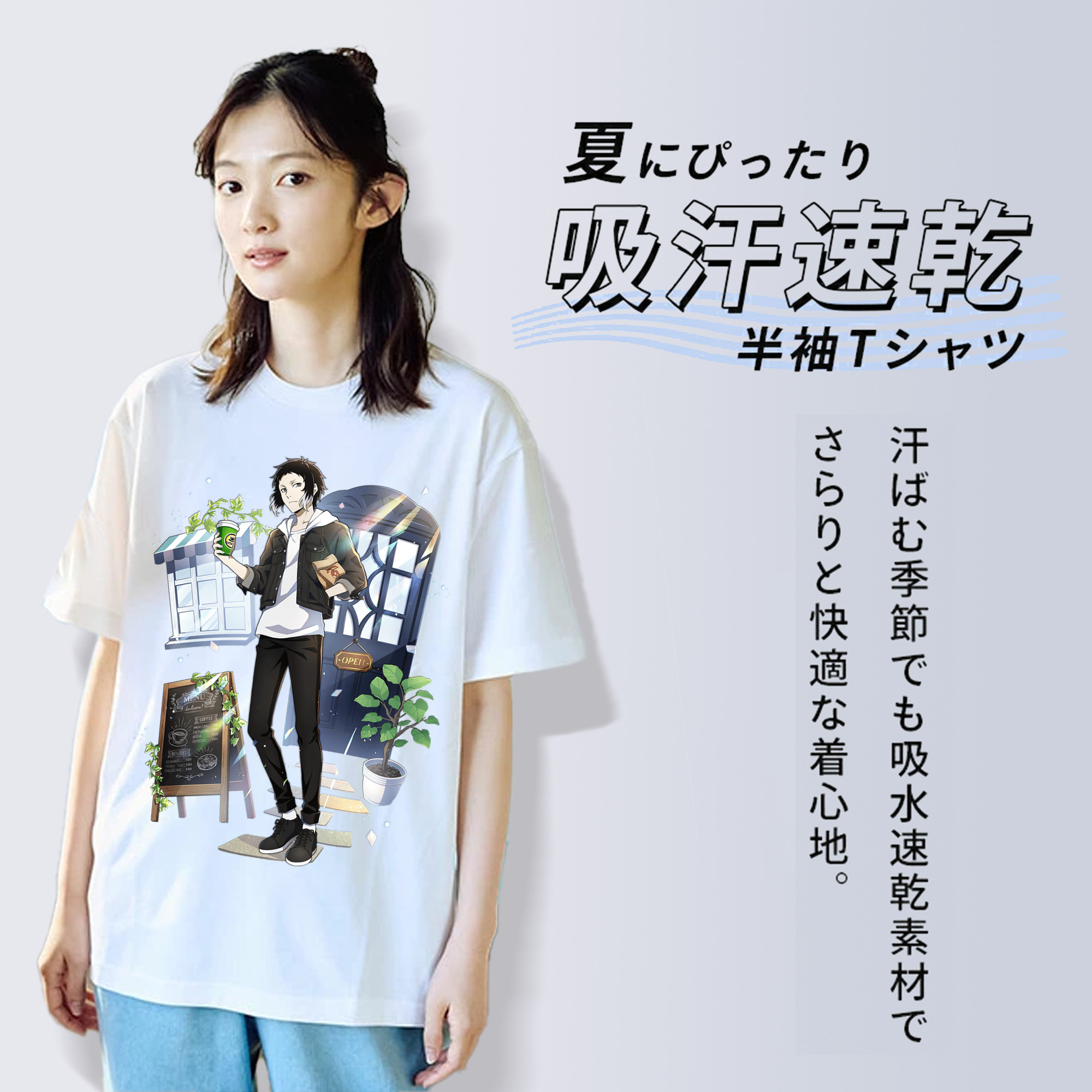文豪ストレイドッグス Bungo Stray Dogs レディースカジュアルプリントTシャツ（綿100％）