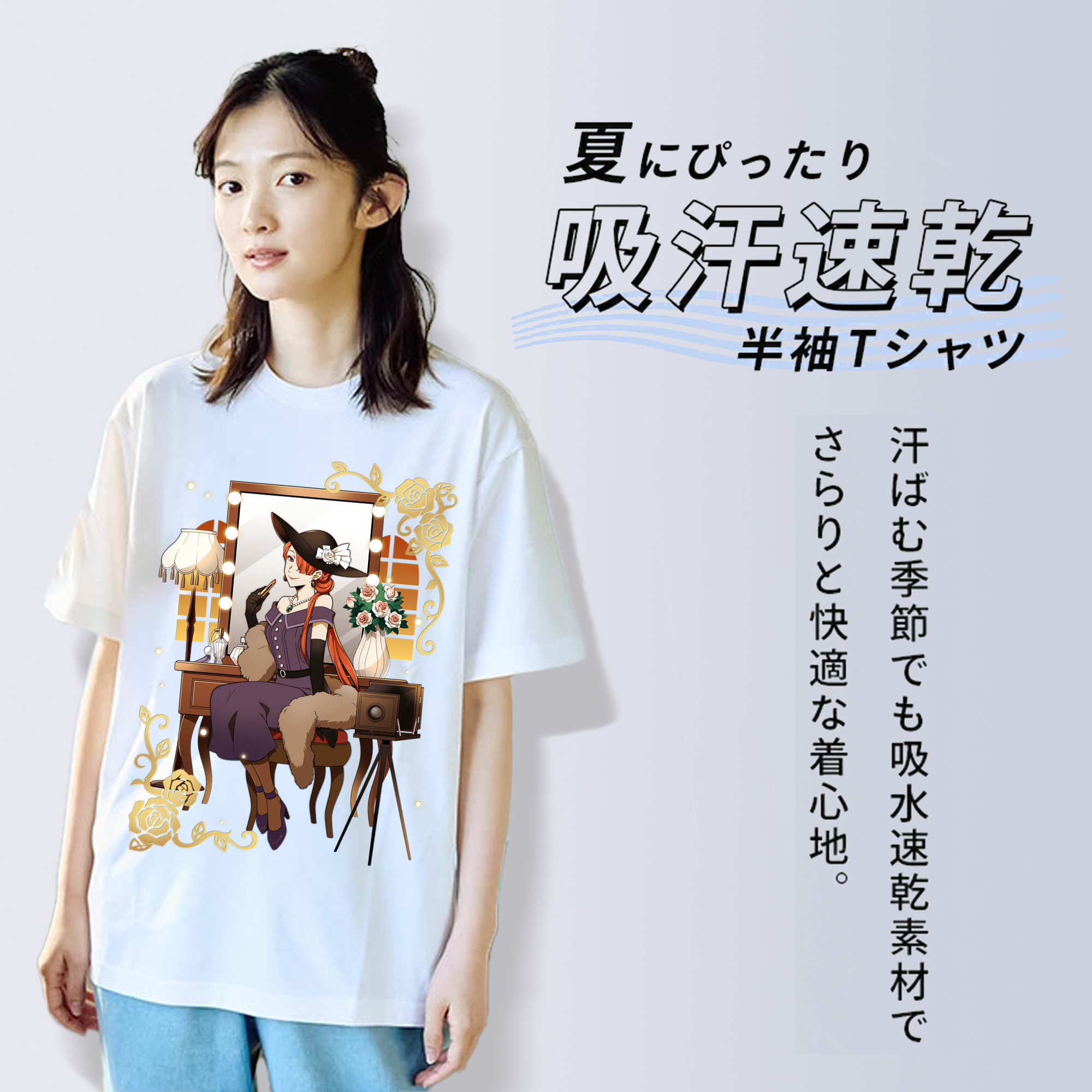 文豪ストレイドッグス Bungo Stray Dogs レディースカジュアルプリントTシャツ（綿100％）
