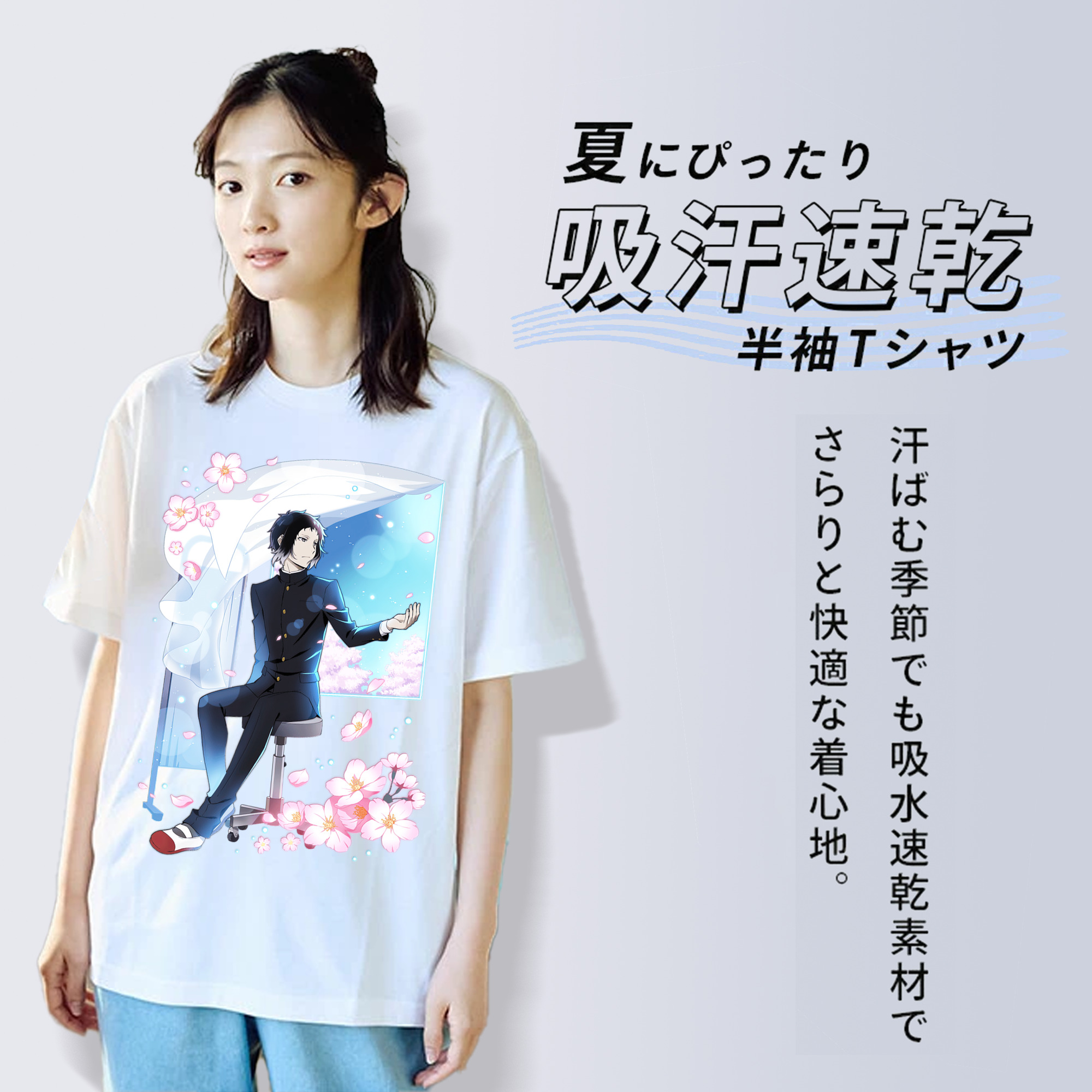 文豪ストレイドッグス Bungo Stray Dogs レディースカジュアルプリントTシャツ（綿100％）