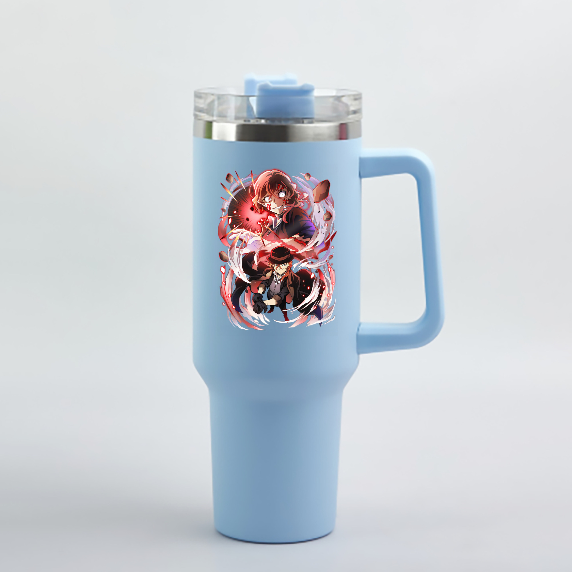 （画像用） 文豪ストレイドッグス Bungo Stray Dogs 1200mL車用タンブラー - クリスタルステッカー（プラスチックストロー付き）