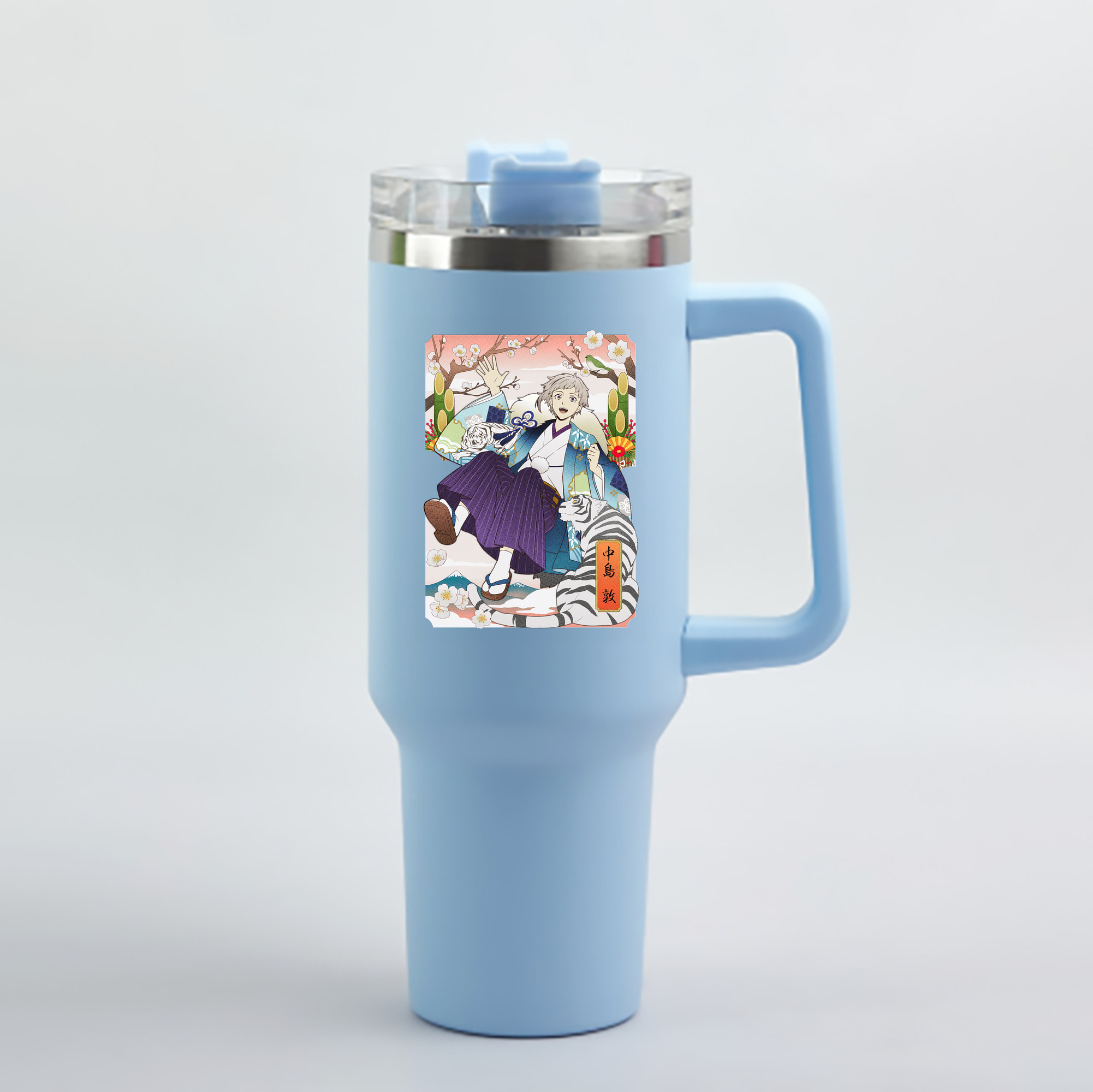 （画像用） 文豪ストレイドッグス Bungo Stray Dogs 1200mL車用タンブラー - クリスタルステッカー（プラスチックストロー付き）