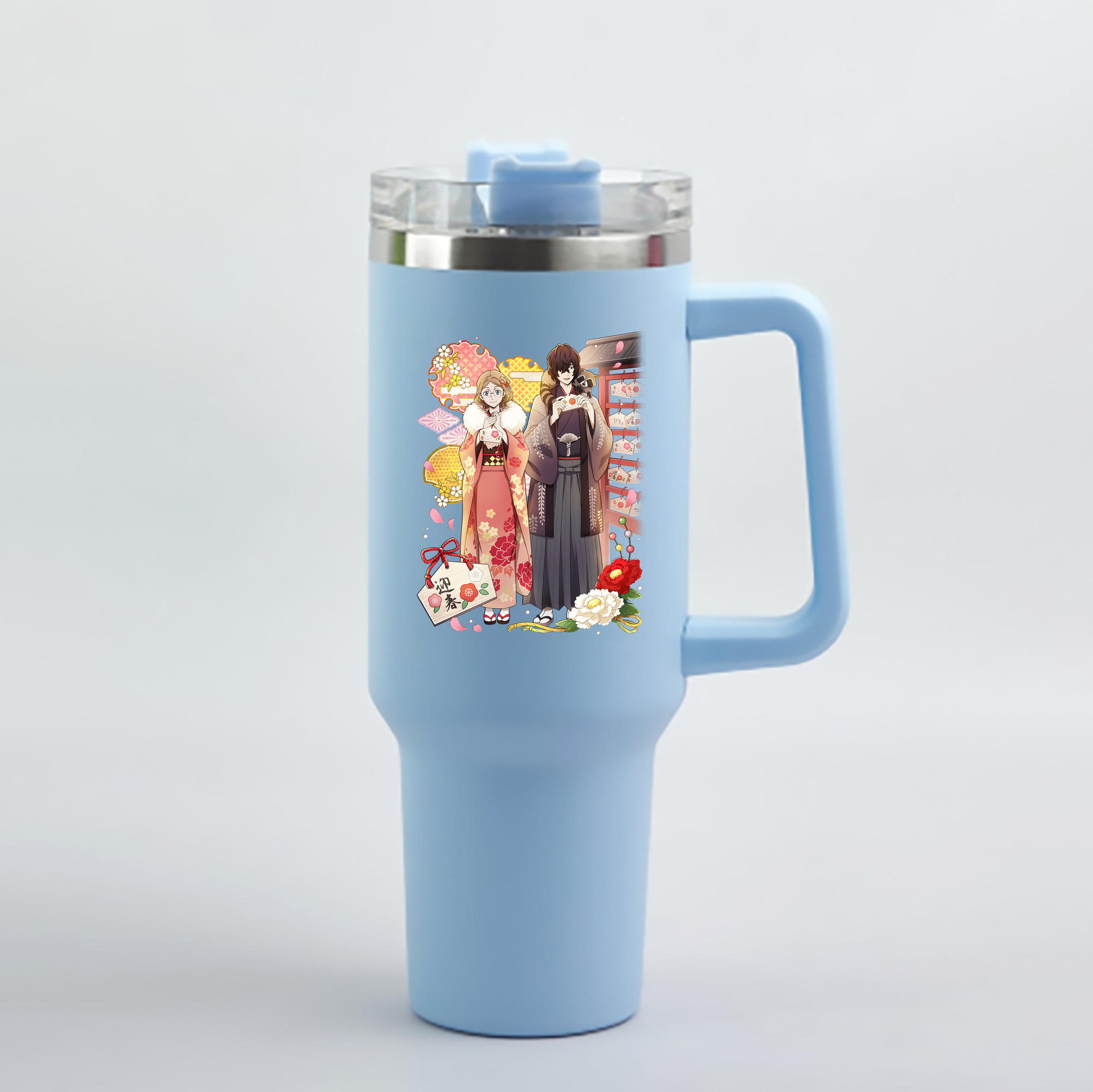 文豪ストレイドッグス Bungo Stray Dogs 1200mL車用タンブラー - クリスタルステッカー（プラスチックストロー付き）