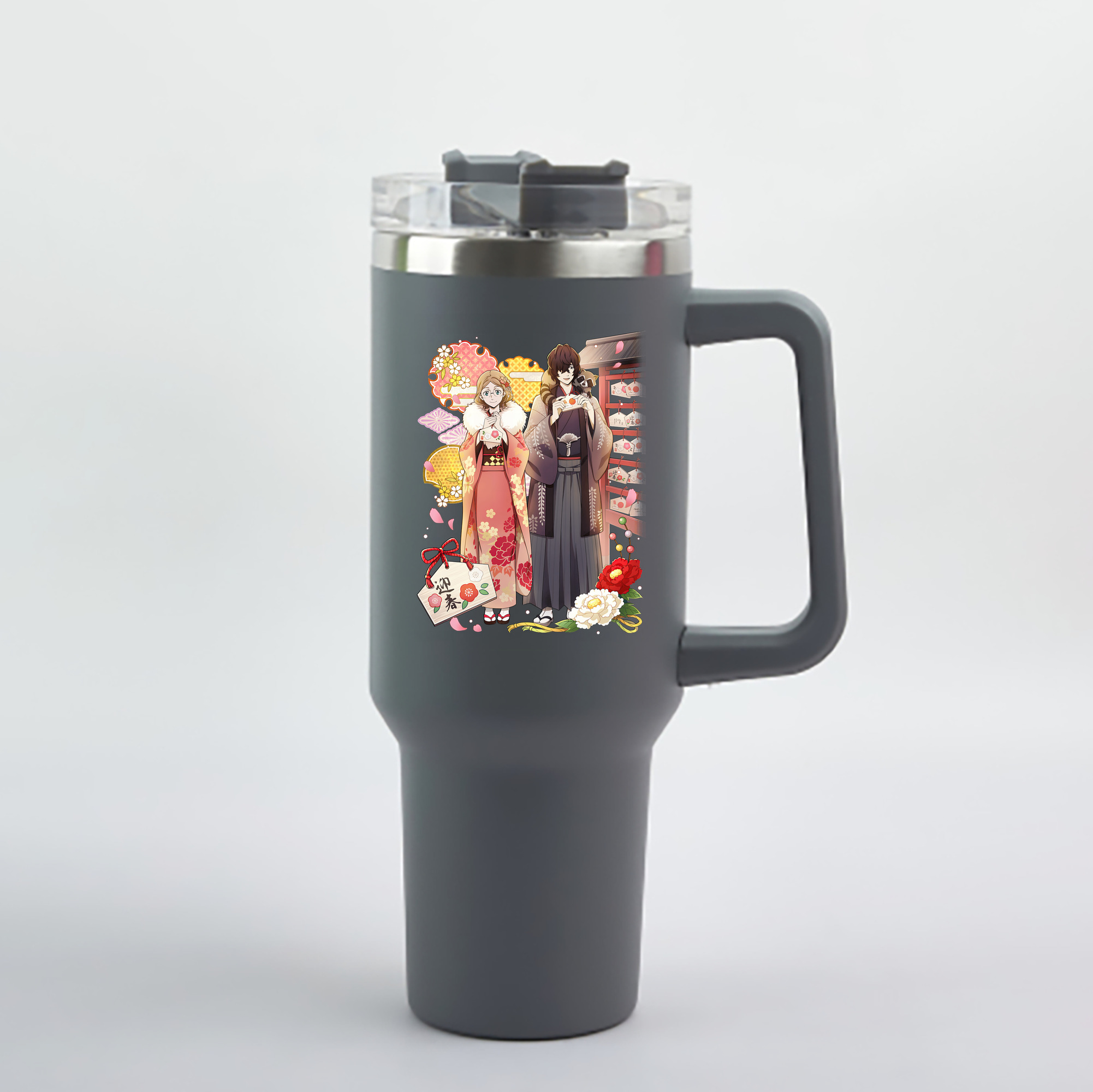 文豪ストレイドッグス Bungo Stray Dogs 1200mL車用タンブラー - クリスタルステッカー（プラスチックストロー付き）