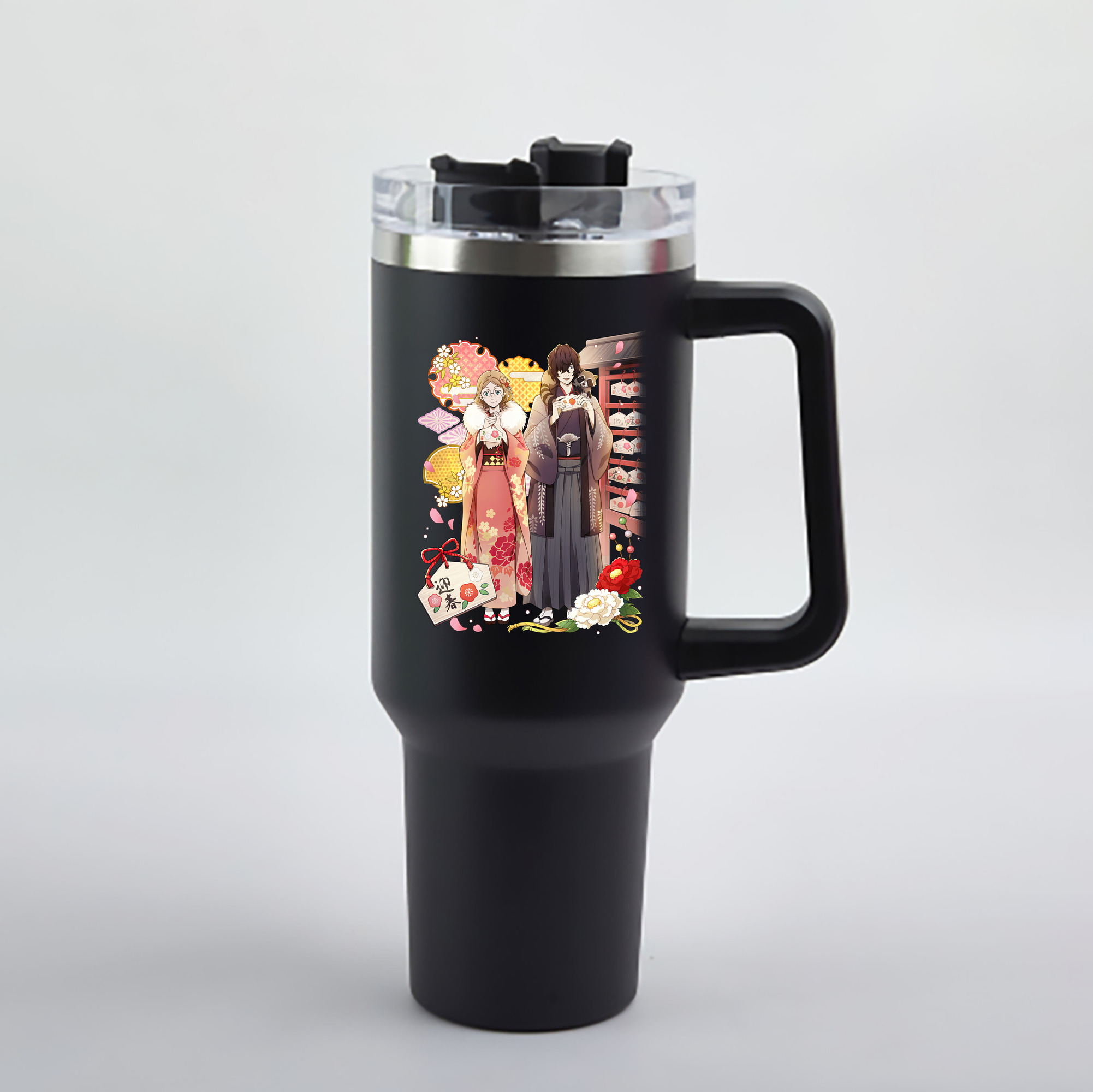 文豪ストレイドッグス Bungo Stray Dogs 1200mL車用タンブラー - クリスタルステッカー（プラスチックストロー付き）