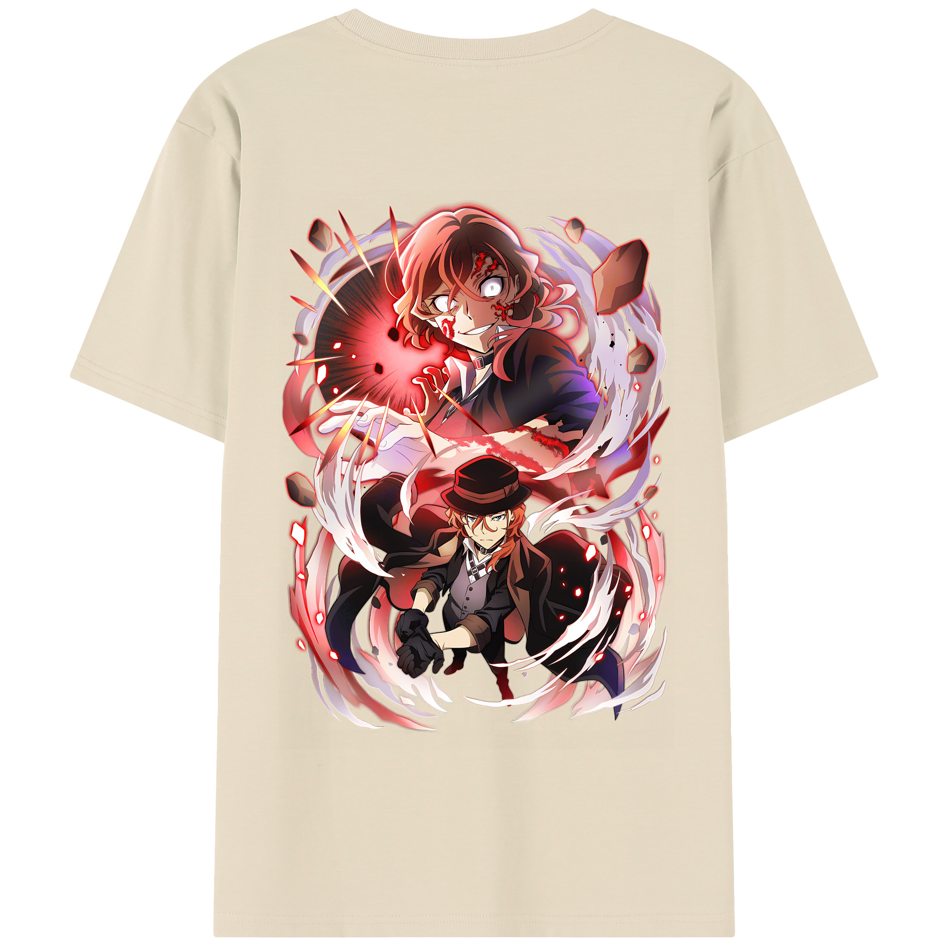 （画像用） 文豪ストレイドッグス Bungo Stray Dogs 綿100％半袖Tシャツ（背面プリント）