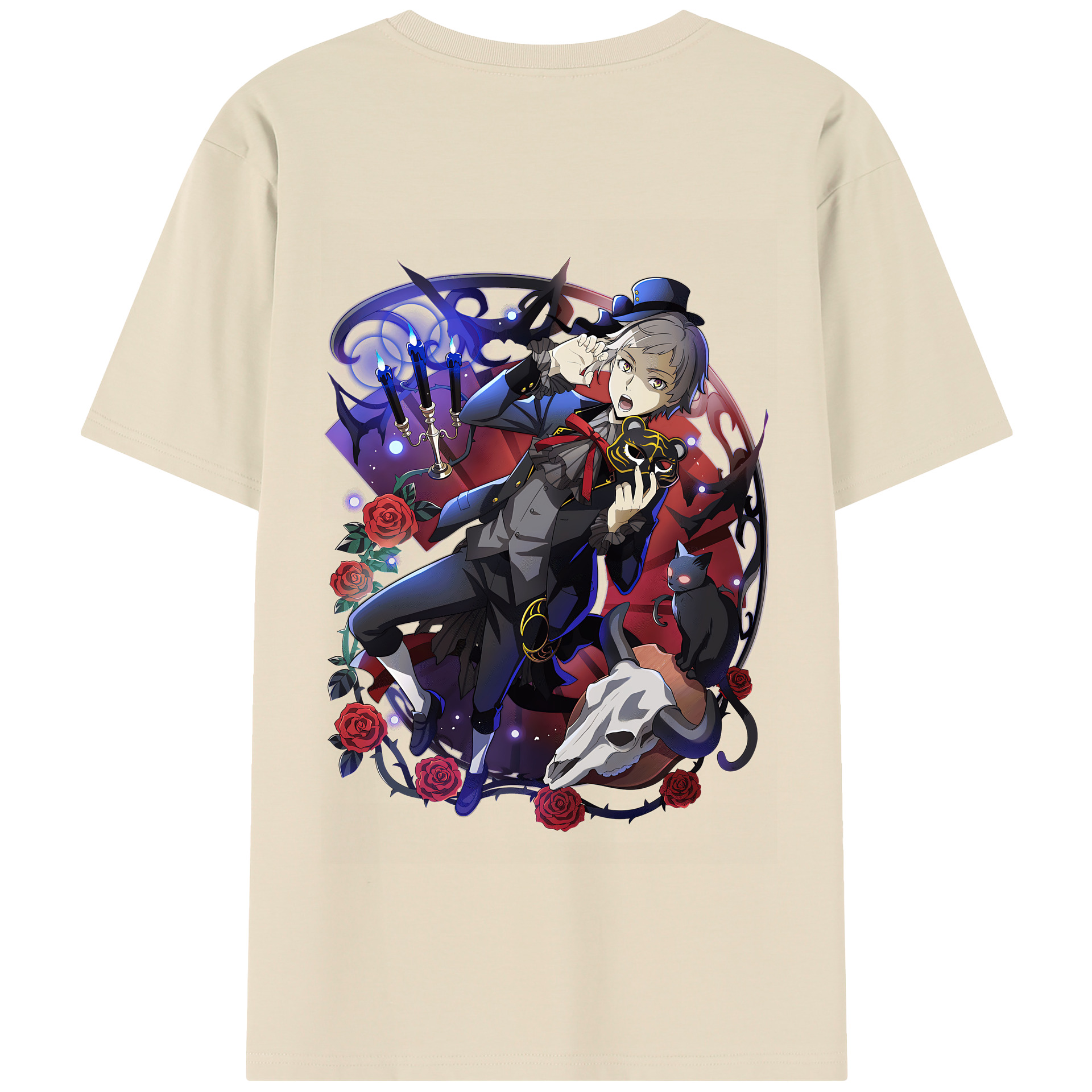 （画像用） 文豪ストレイドッグス Bungo Stray Dogs 綿100％半袖Tシャツ（背面プリント）