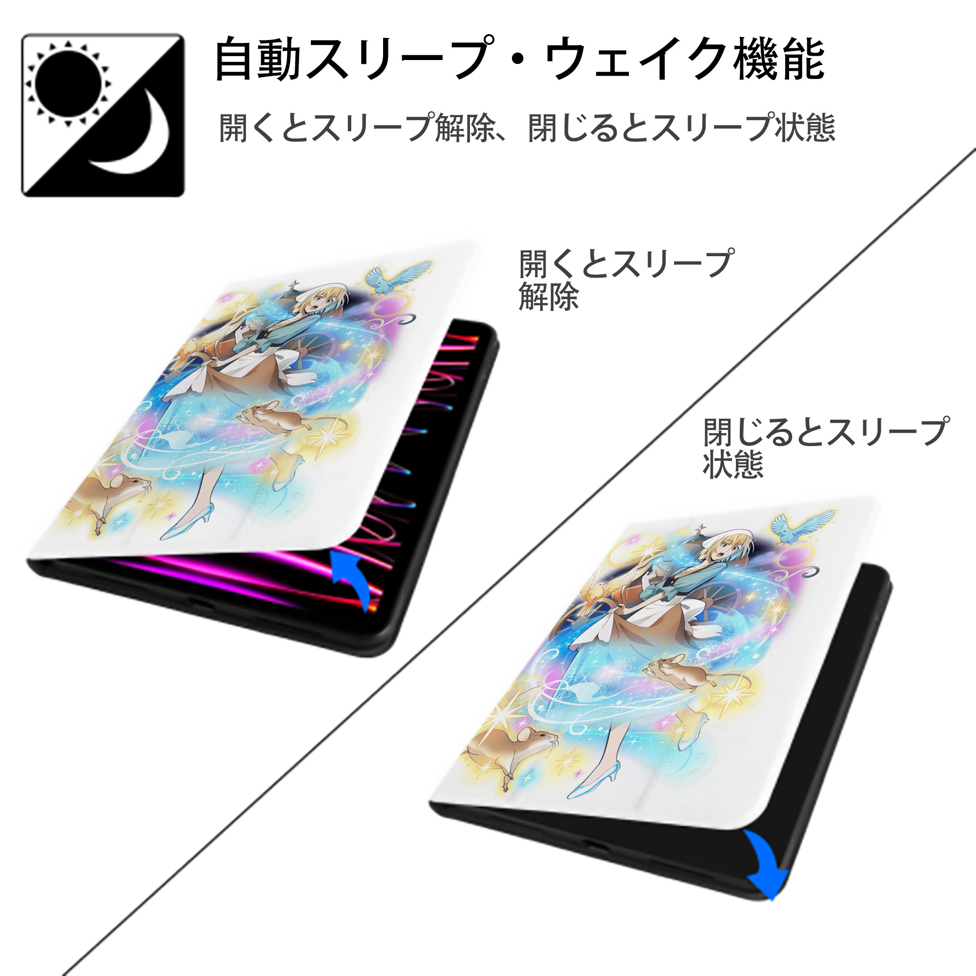 文豪ストレイドッグス Bungo Stray Dogs IPad ケース ペン収納付き 三つ折りスタンド PUレザー×シリコン 対応機種9.5/10.5/10.9インチ