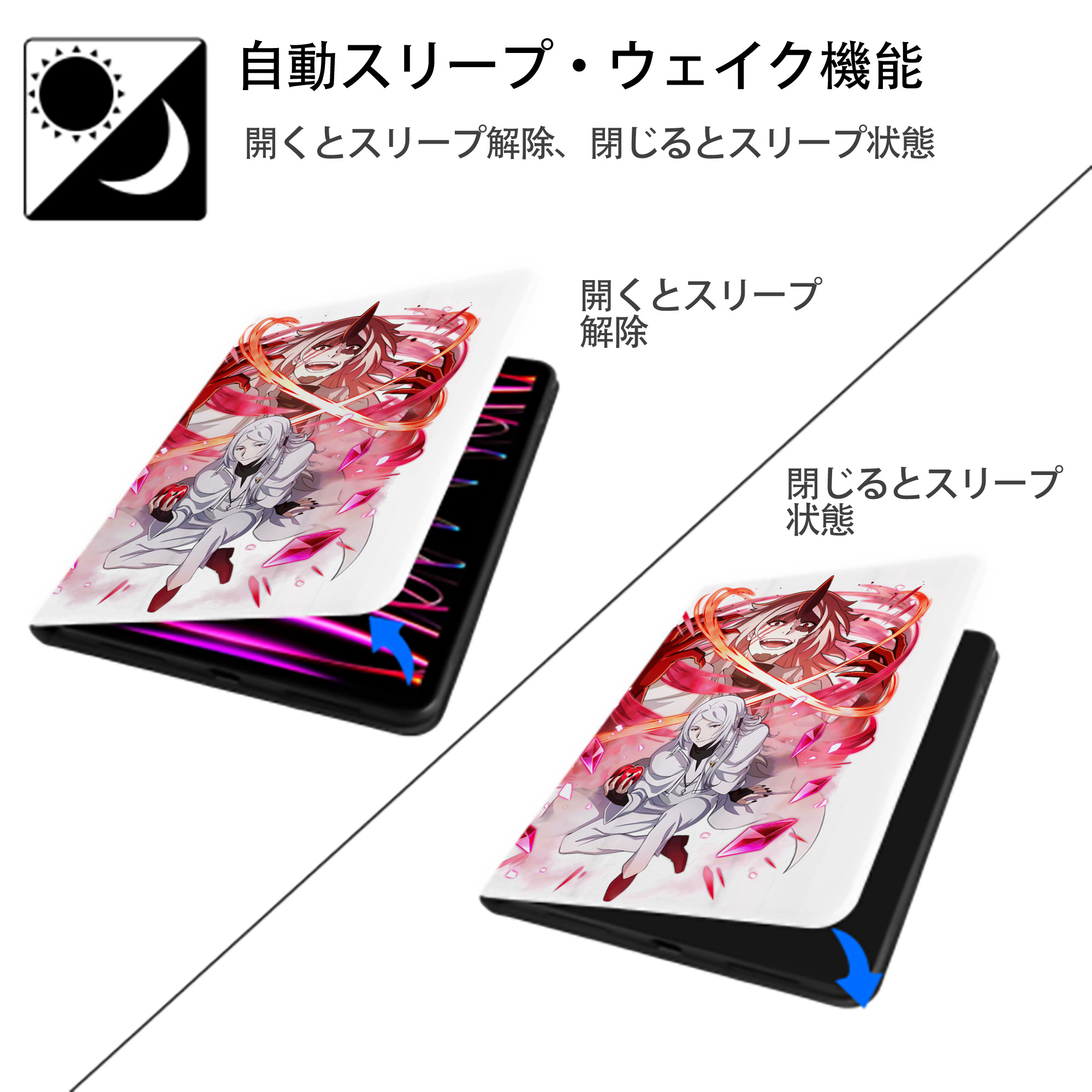 文豪ストレイドッグス Bungo Stray Dogs IPad ケース ペン収納付き 三つ折りスタンド PUレザー×シリコン 対応機種9.5/10.5/10.9インチ