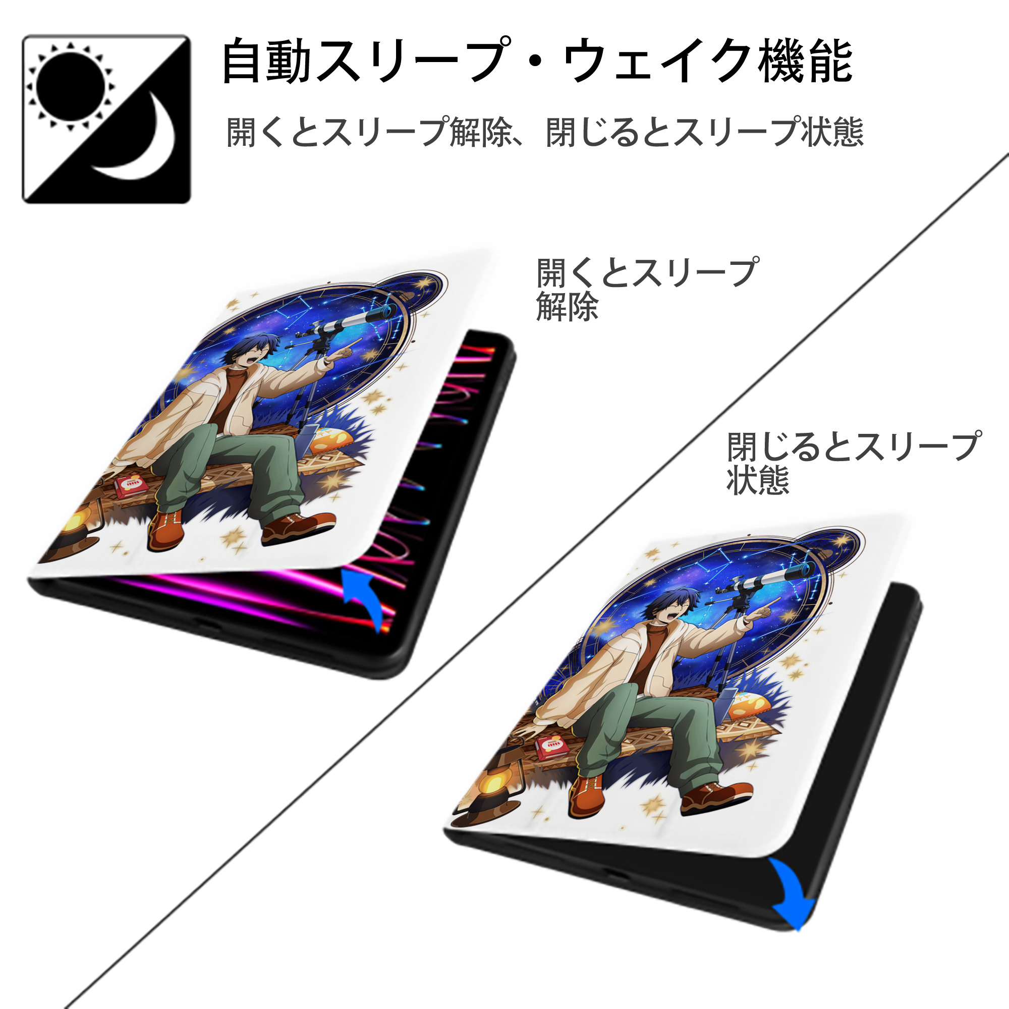 文豪ストレイドッグス Bungo Stray Dogs IPad ケース ペン収納付き 三つ折りスタンド PUレザー×シリコン 対応機種9.5/10.5/10.9インチ