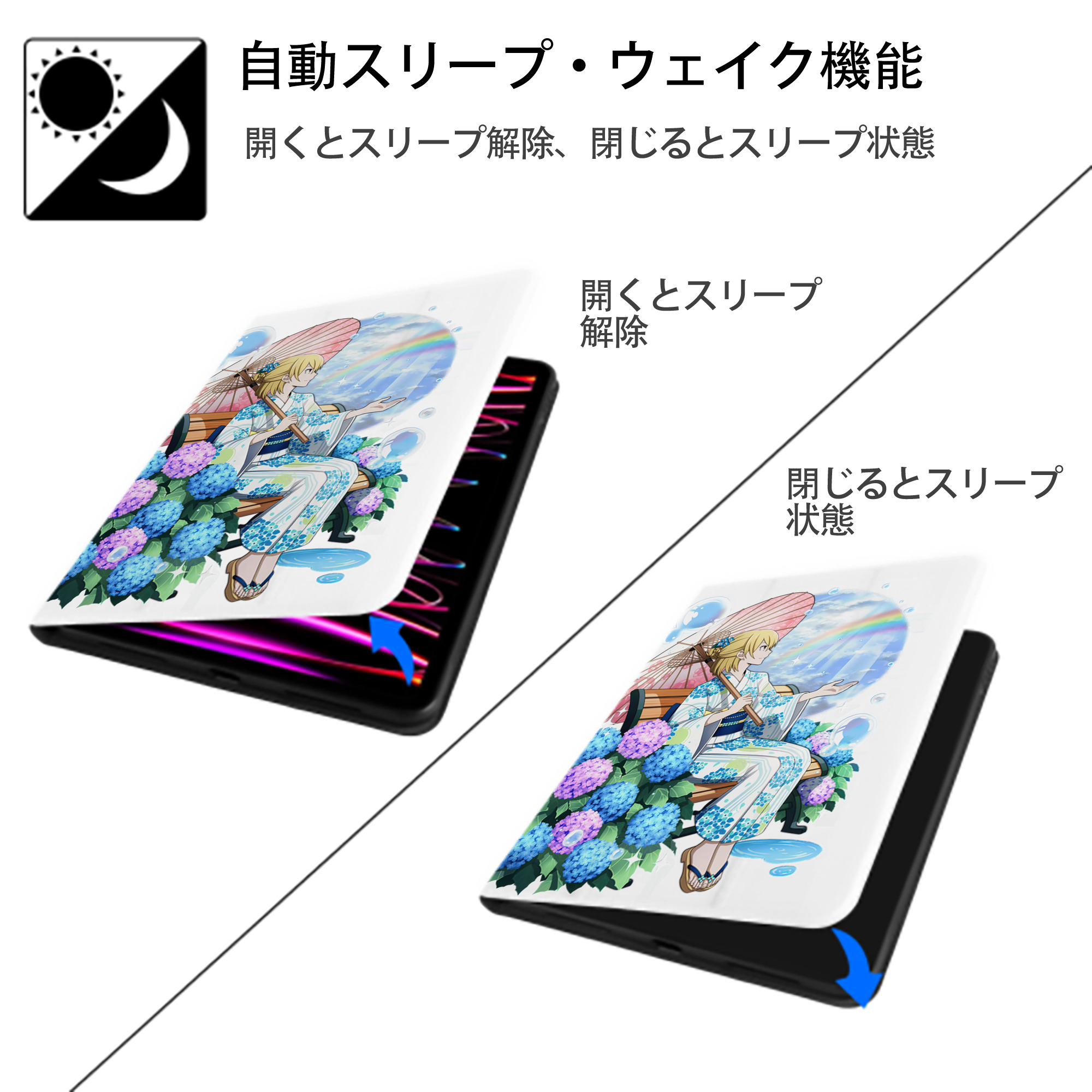 文豪ストレイドッグス Bungo Stray Dogs IPad ケース ペン収納付き 三つ折りスタンド PUレザー×シリコン 対応機種9.5/10.5/10.9インチ