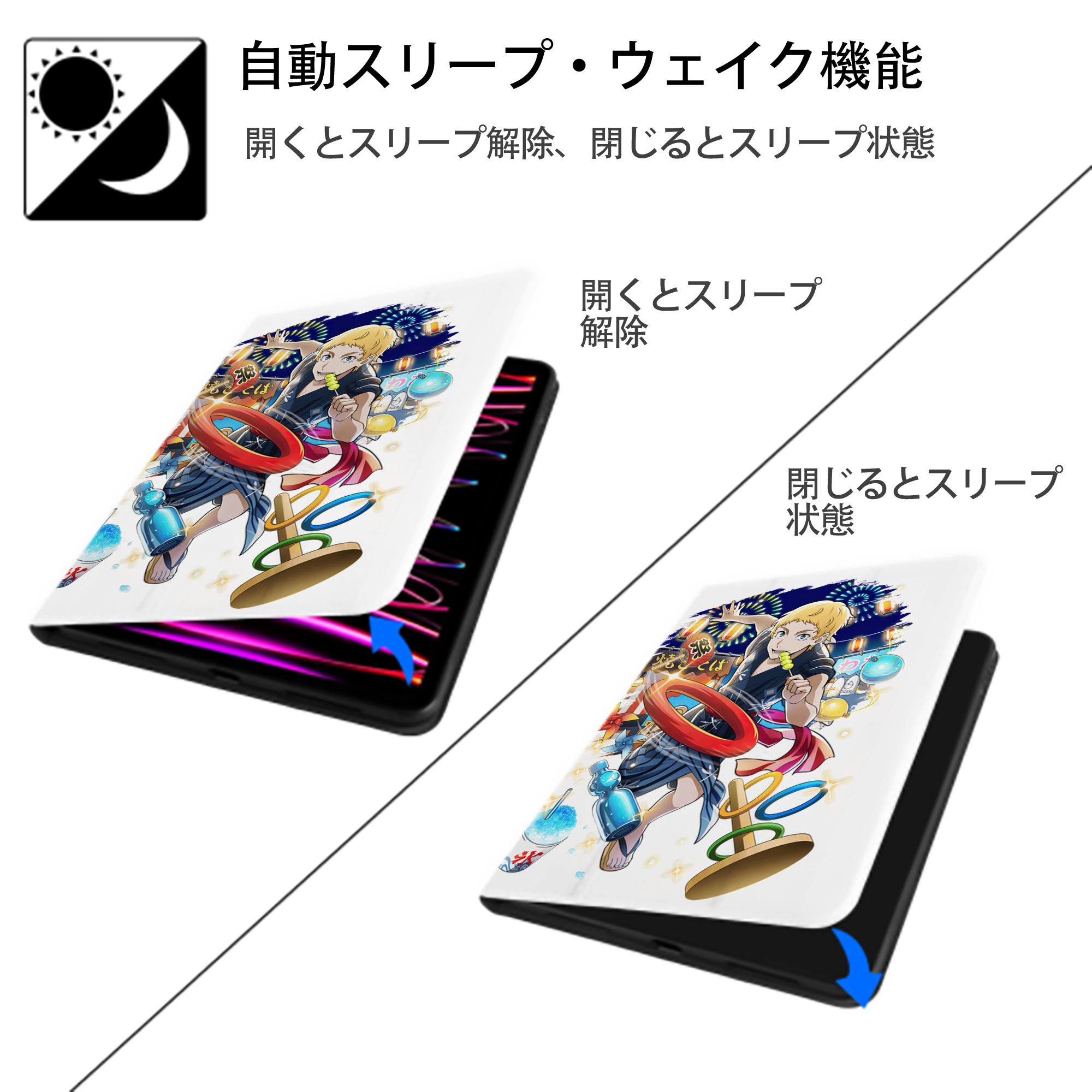 文豪ストレイドッグス Bungo Stray Dogs IPad ケース ペン収納付き 三つ折りスタンド PUレザー×シリコン 対応機種9.5/10.5/10.9インチ