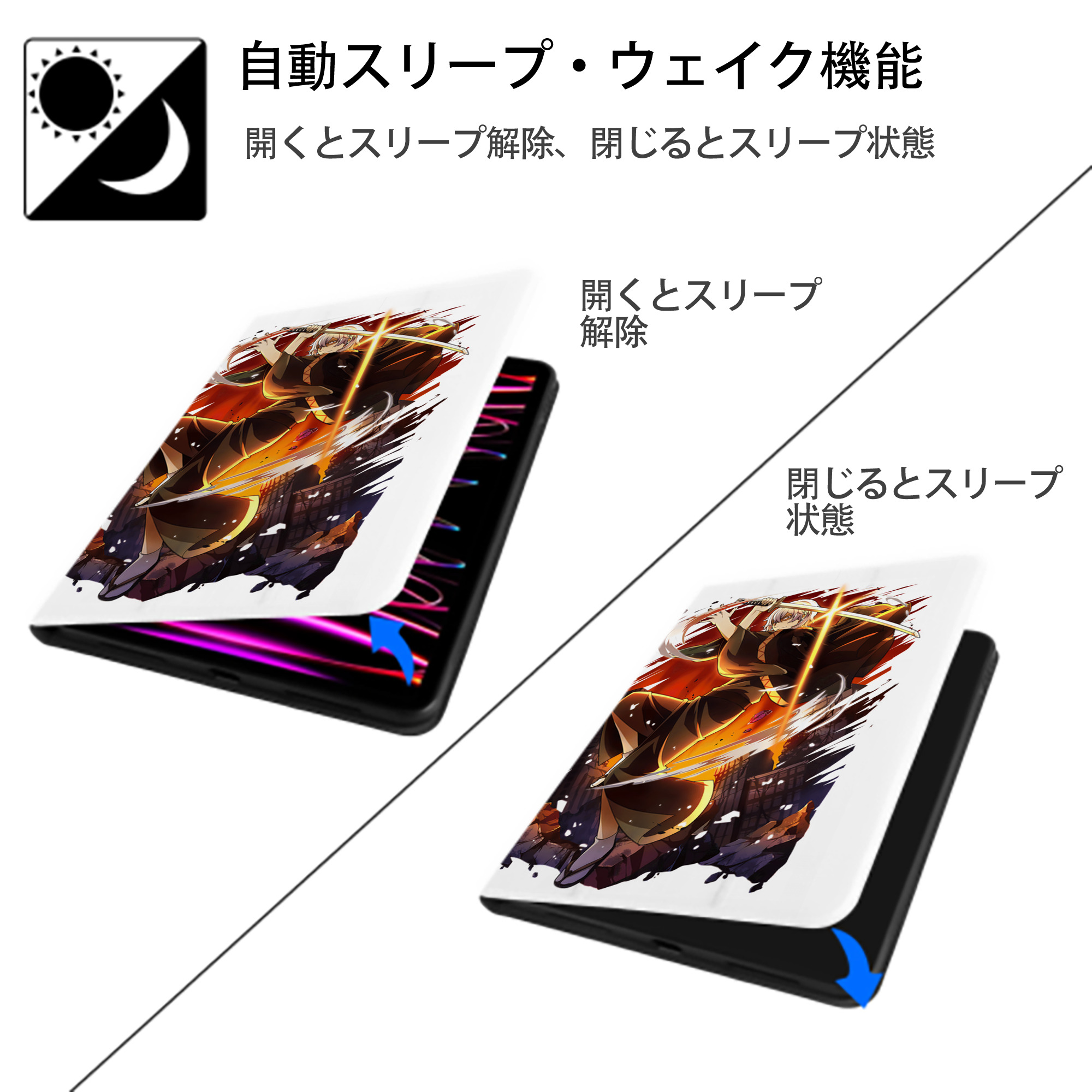文豪ストレイドッグス Bungo Stray Dogs IPad ケース ペン収納付き 三つ折りスタンド PUレザー×シリコン 対応機種9.5/10.5/10.9インチ