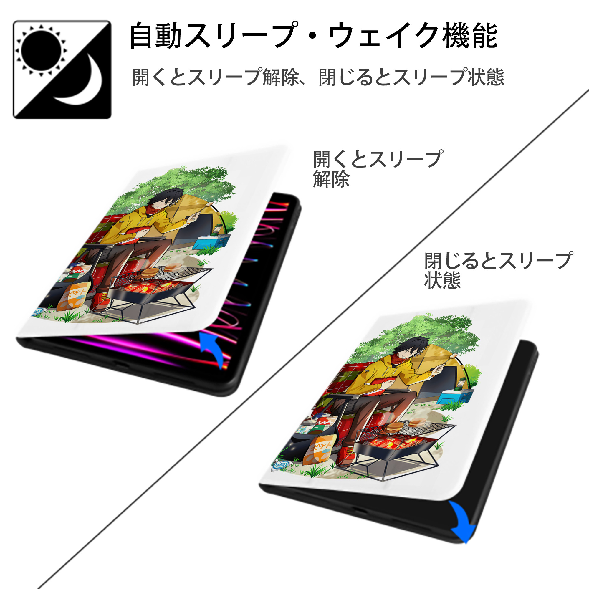 文豪ストレイドッグス Bungo Stray Dogs IPad ケース ペン収納付き 三つ折りスタンド PUレザー×シリコン 対応機種9.5/10.5/10.9インチ