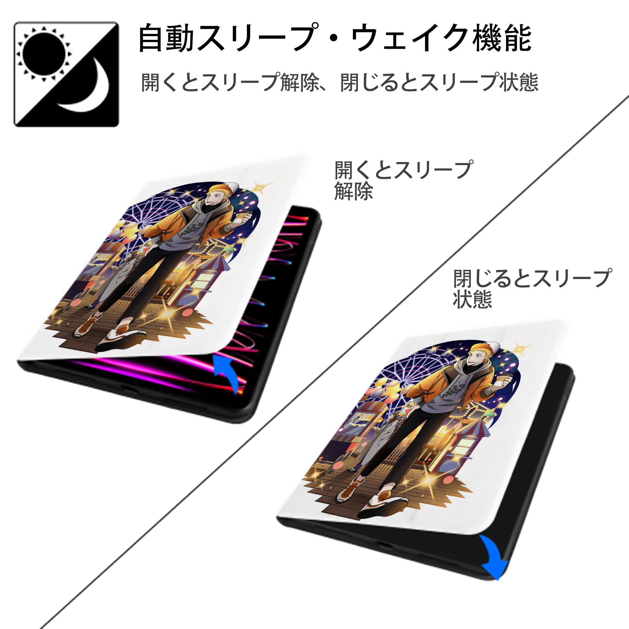 文豪ストレイドッグス Bungo Stray Dogs IPad ケース ペン収納付き 三つ折りスタンド PUレザー×シリコン 対応機種9.5/10.5/10.9インチ