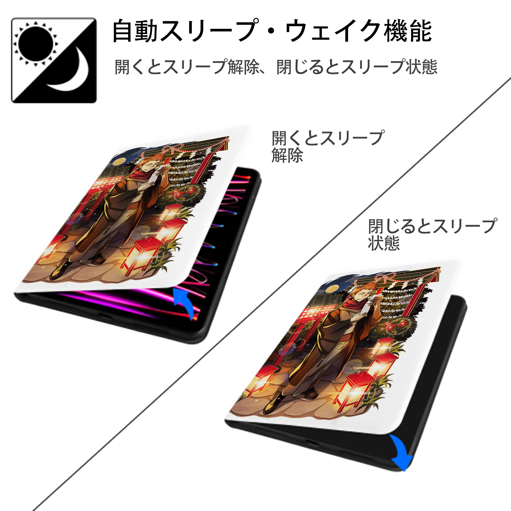 文豪ストレイドッグス Bungo Stray Dogs IPad ケース ペン収納付き 三つ折りスタンド PUレザー×シリコン 対応機種9.5/10.5/10.9インチ