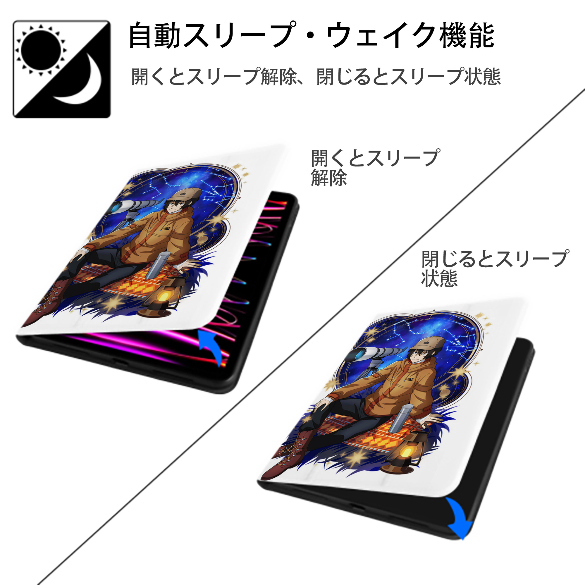 文豪ストレイドッグス Bungo Stray Dogs IPad ケース ペン収納付き 三つ折りスタンド PUレザー×シリコン 対応機種9.5/10.5/10.9インチ