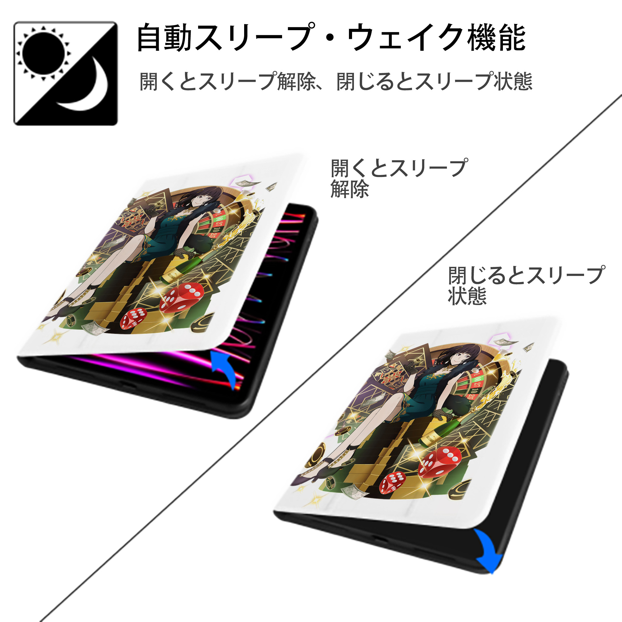 文豪ストレイドッグス Bungo Stray Dogs IPad ケース ペン収納付き 三つ折りスタンド PUレザー×シリコン 対応機種9.5/10.5/10.9インチ