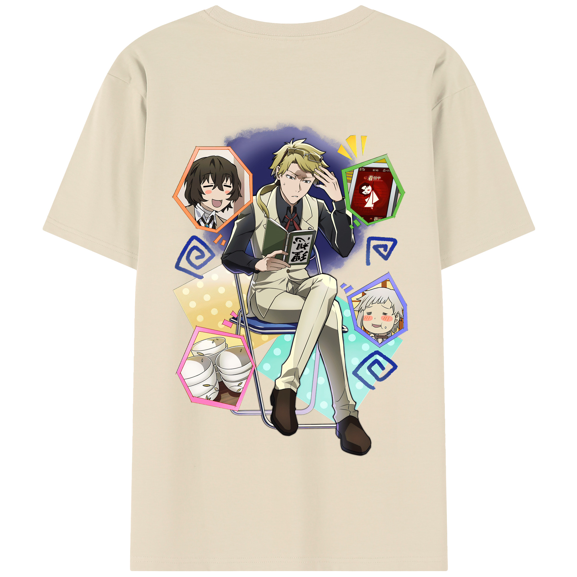 （画像用） 文豪ストレイドッグス Bungo Stray Dogs 綿100％半袖Tシャツ（背面プリント）